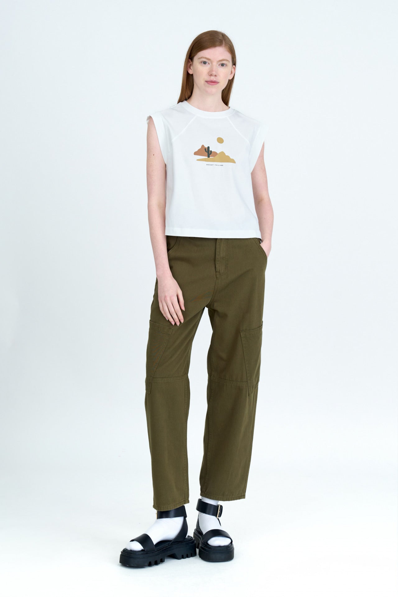 Desert Calling Cropped Tee - Cream