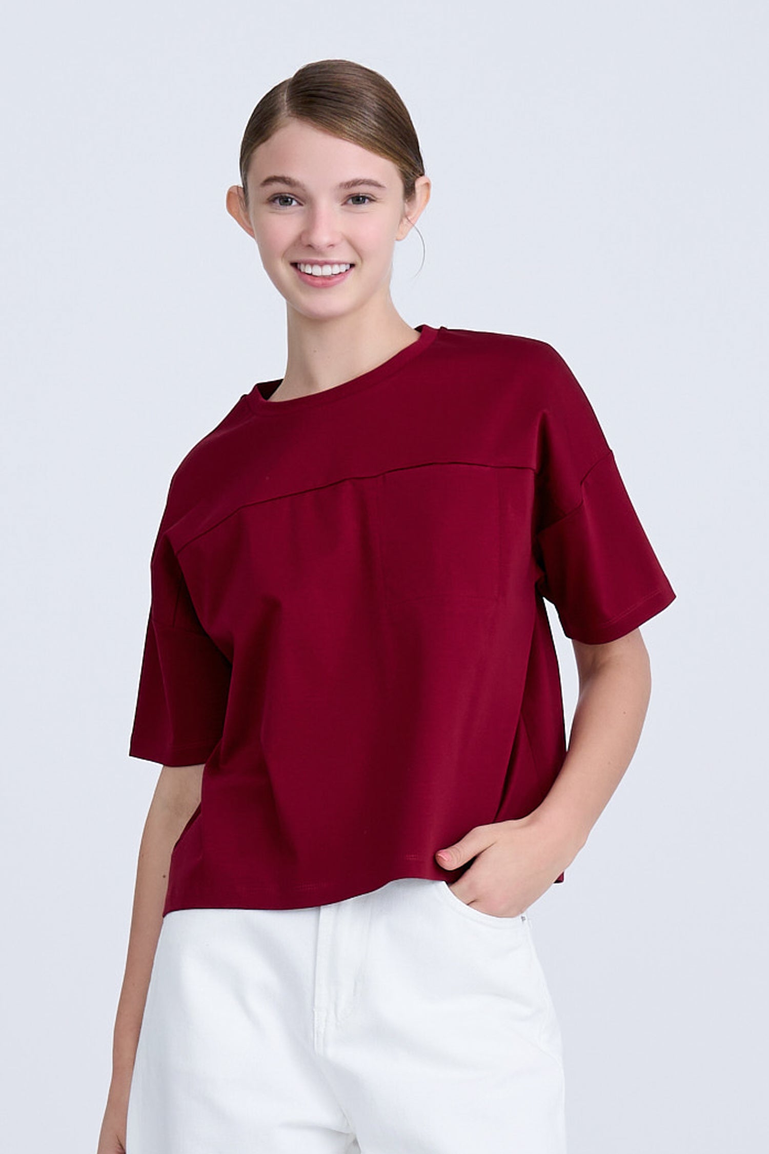 Box Fit Tee - Burgundy