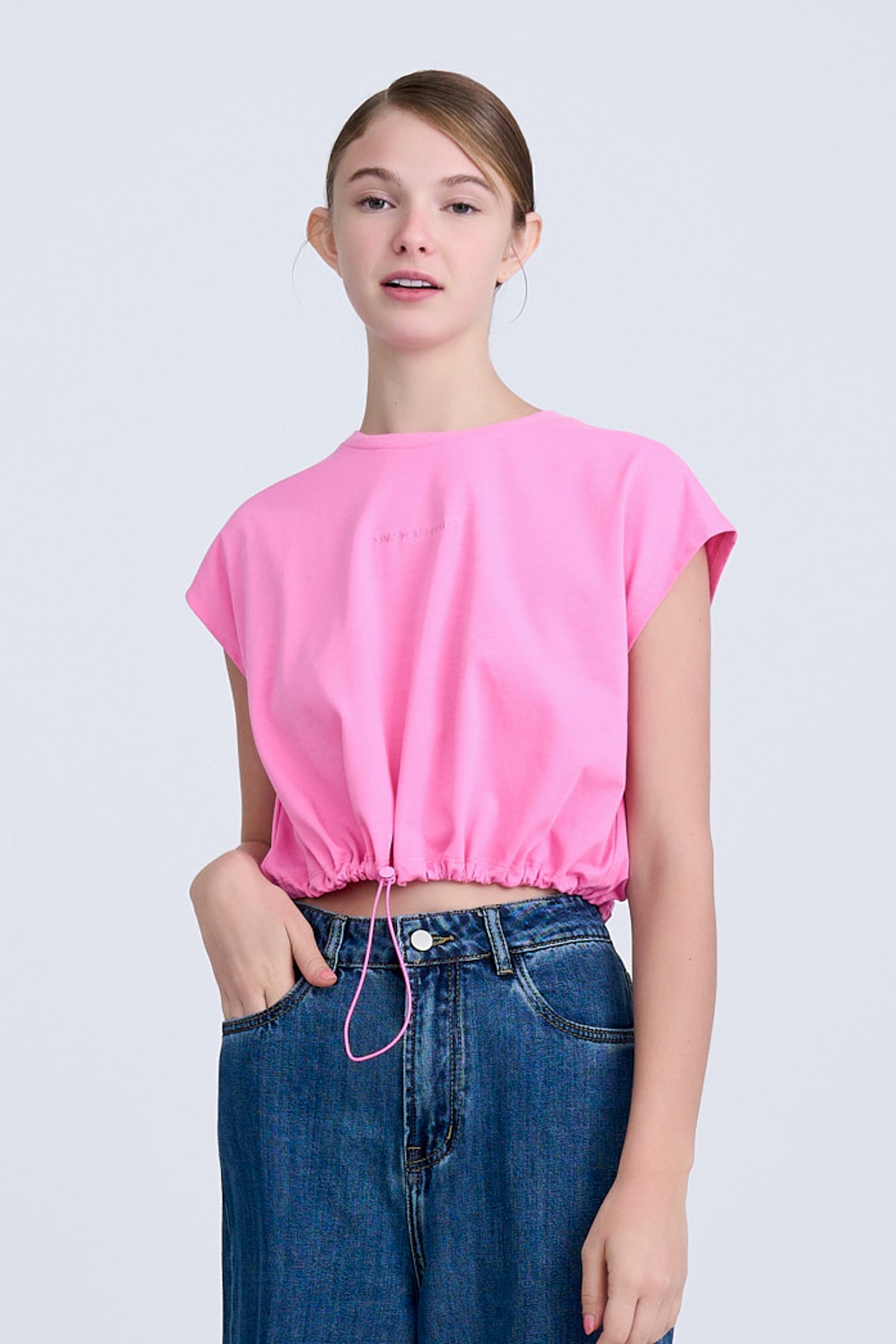 Drawcord Tee - Pink