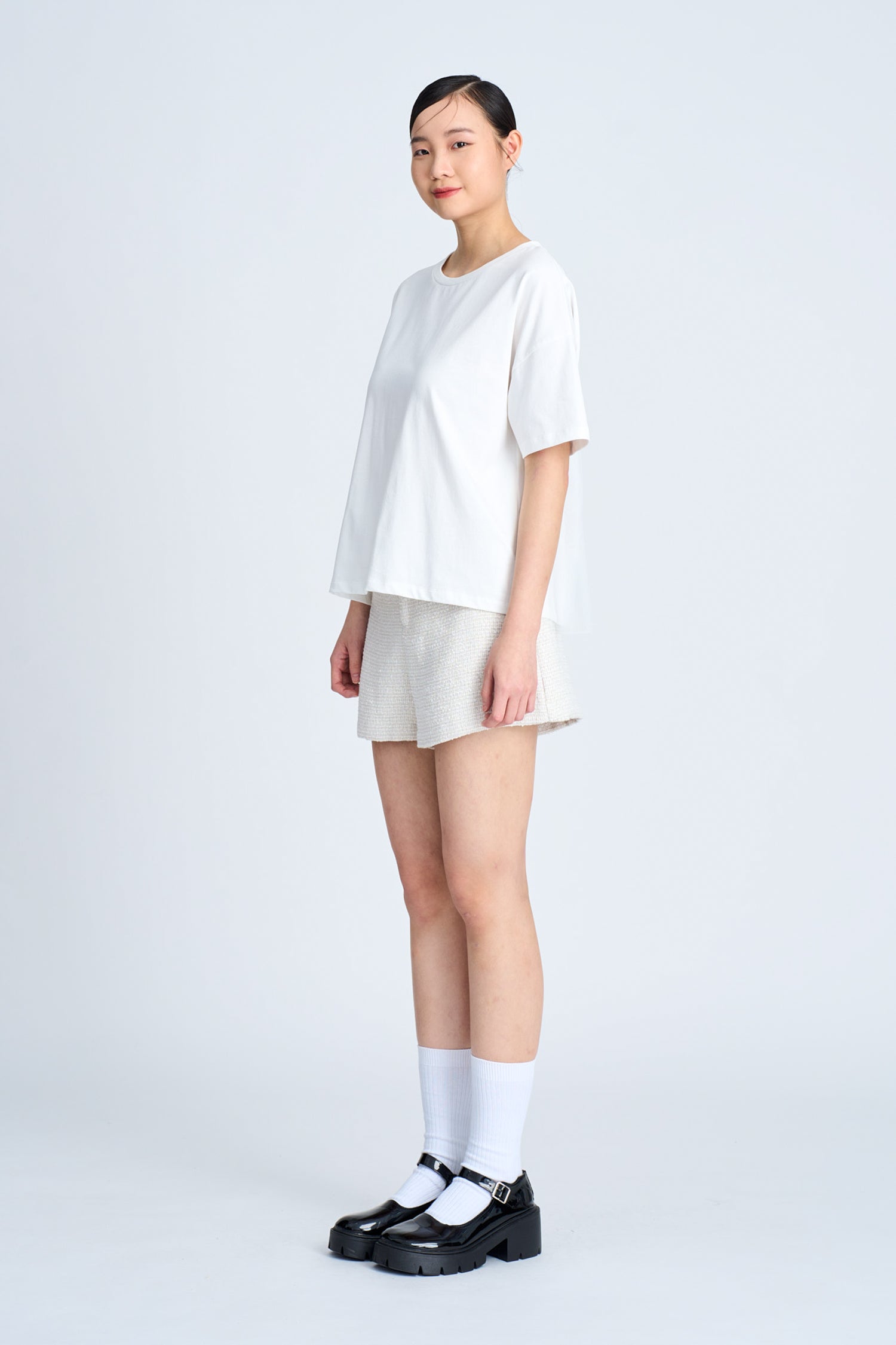 Back Mesh Tee - Cream