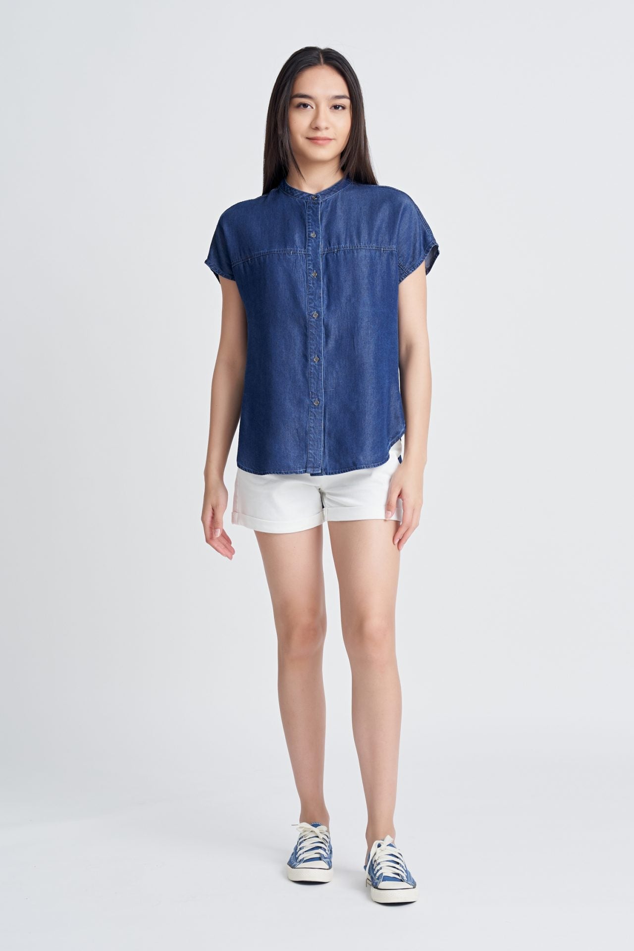 Denim Cap Slv Blouse