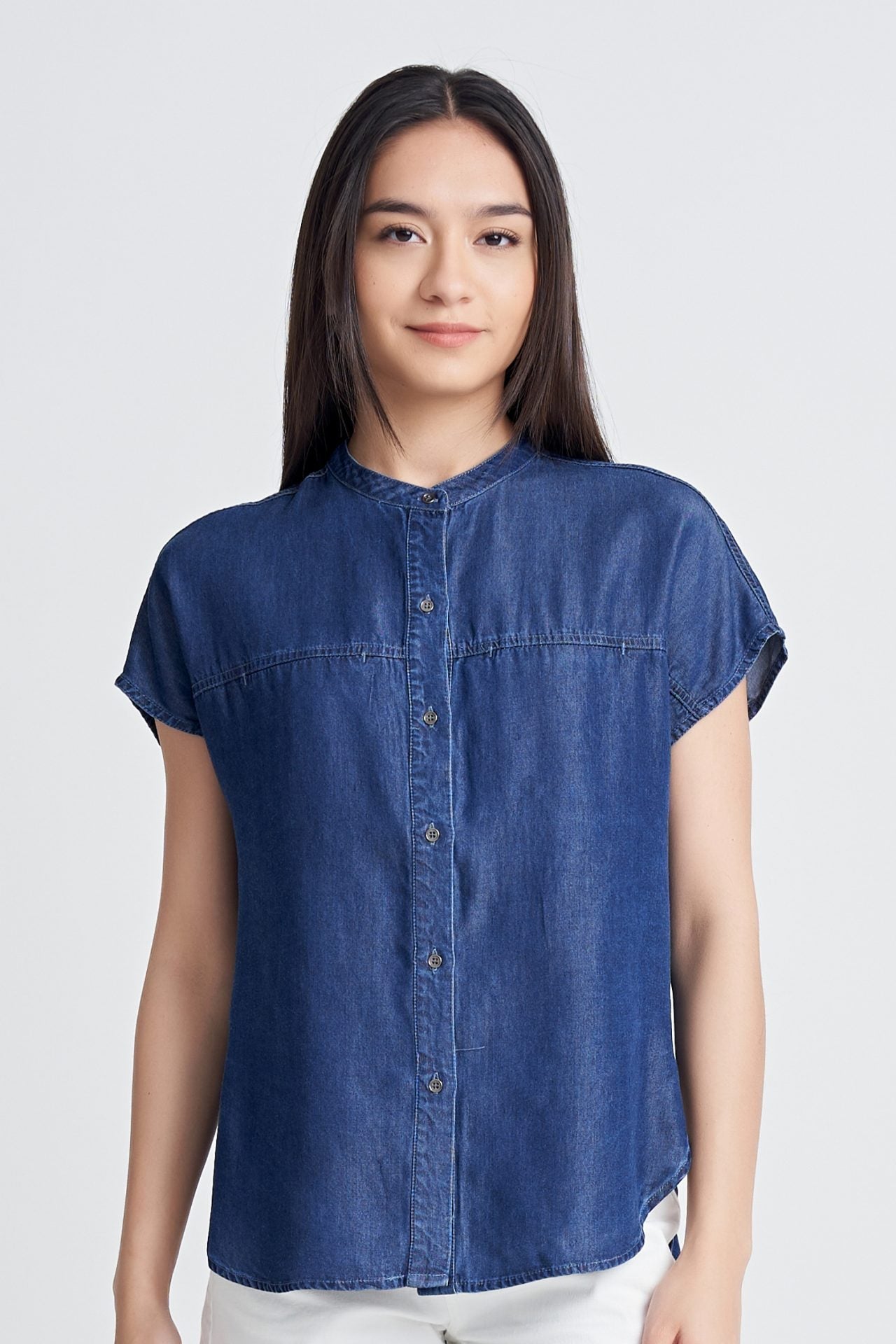 Denim Cap Slv Blouse