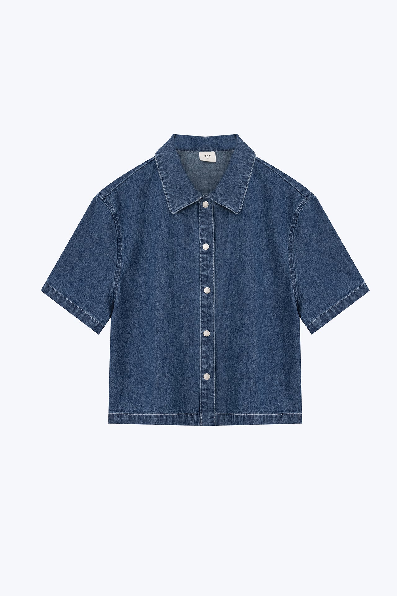 Denim Snap Button Blouse - Dark Denim