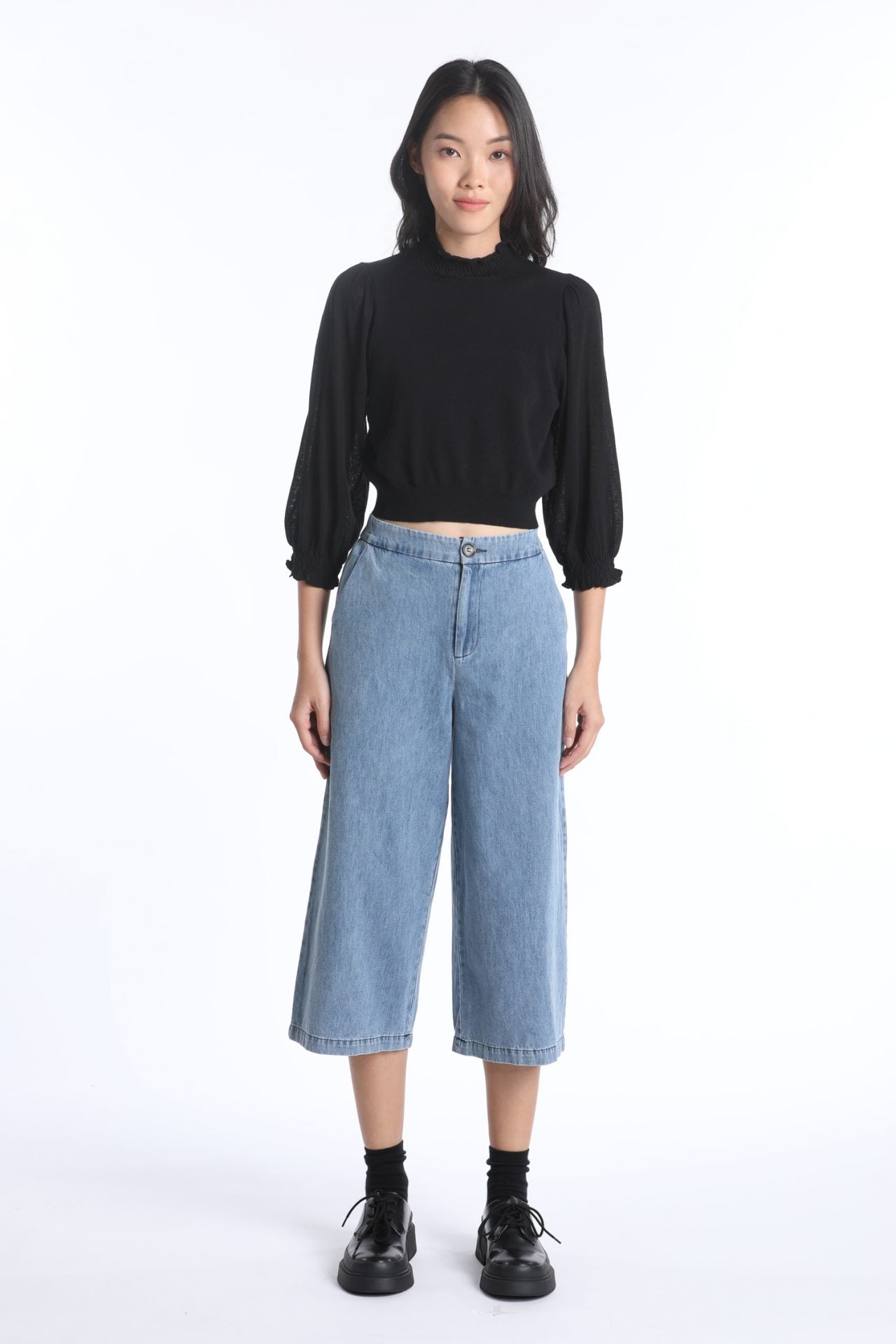 Denim Fly Front Pants