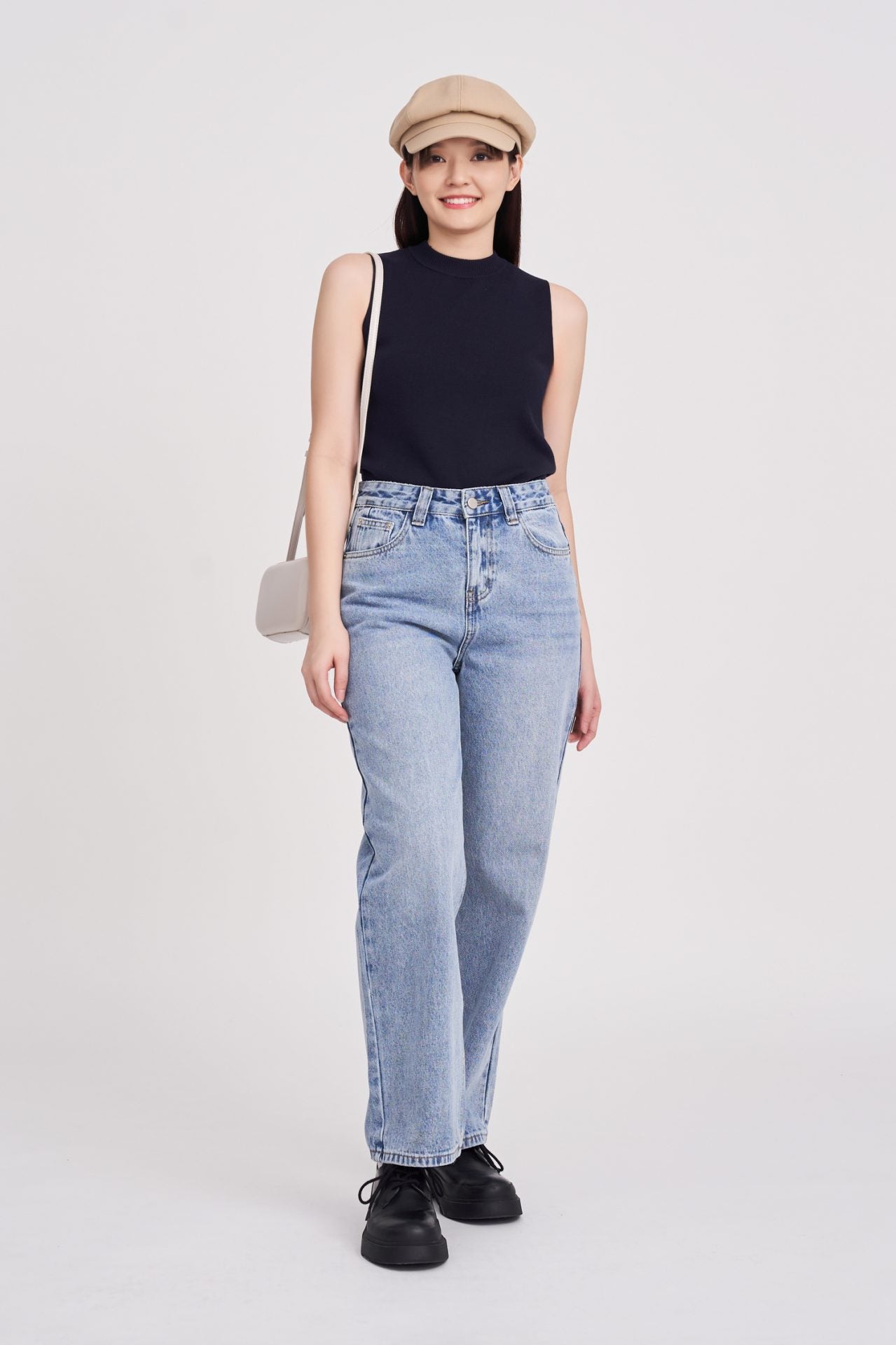 High-Waisted Straight Jeans