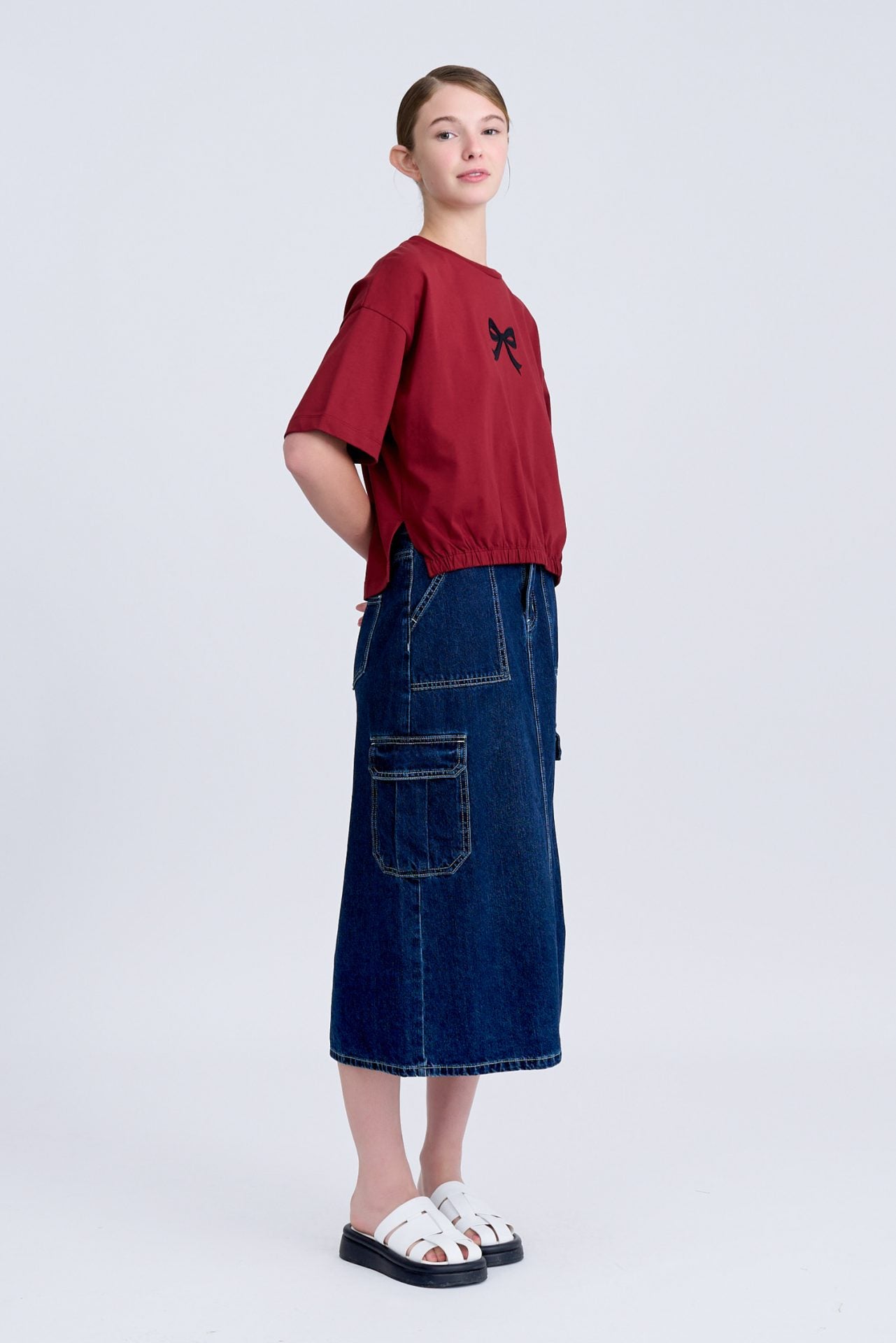 Denim Cargo Skirt - Dark Denim