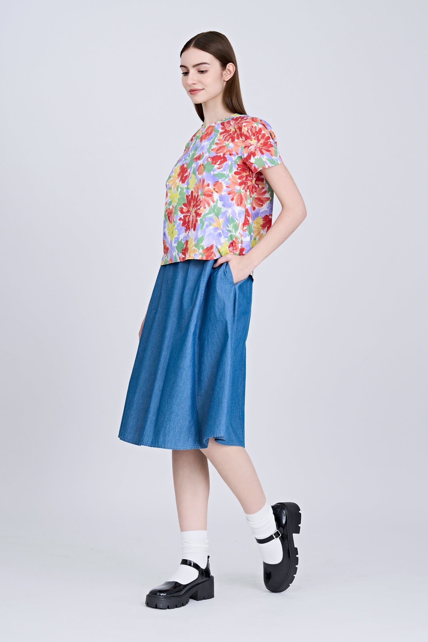 Gathered Skirt - Denim