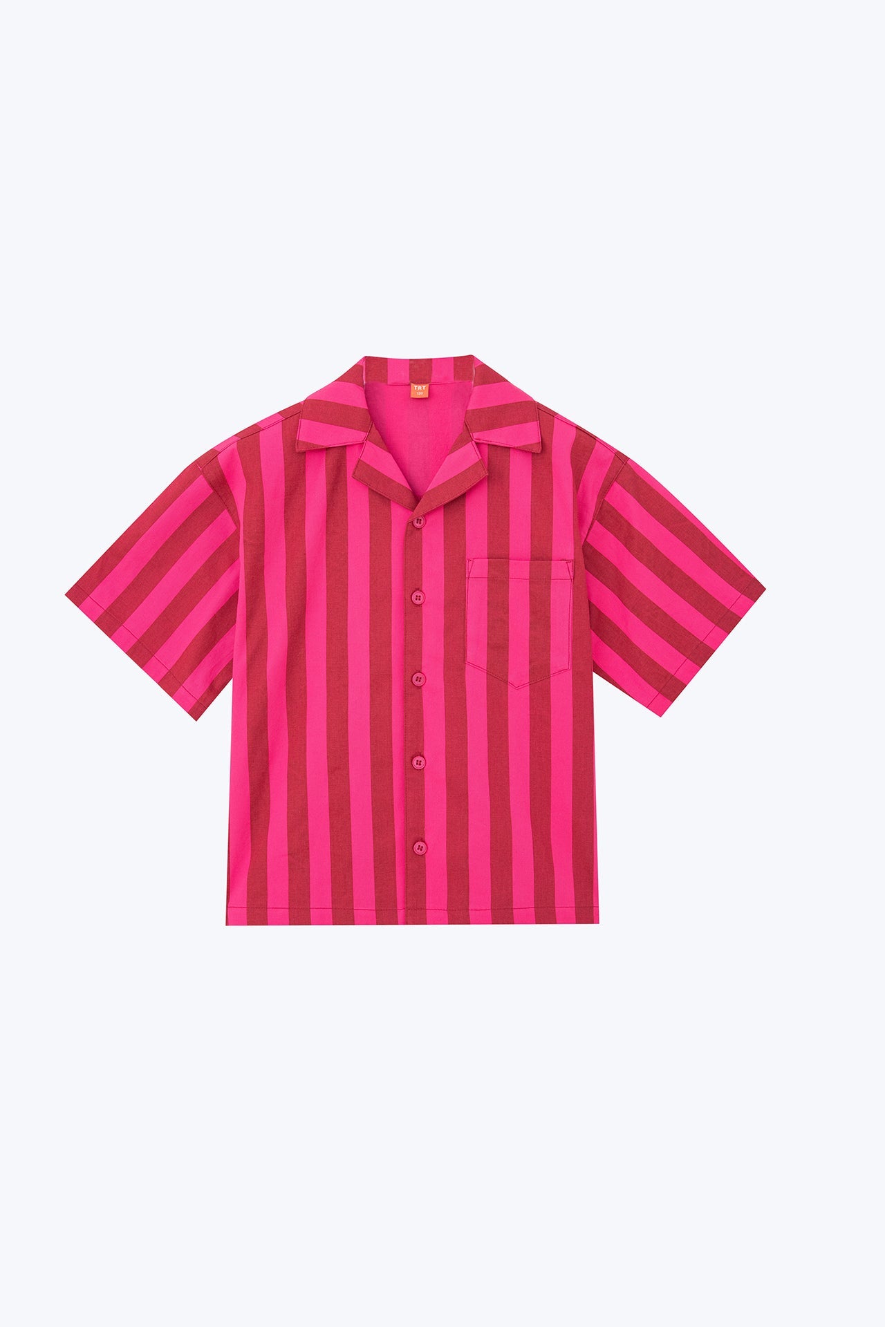 Kids Striped Open Collar Shirt - Fuschia Stripes