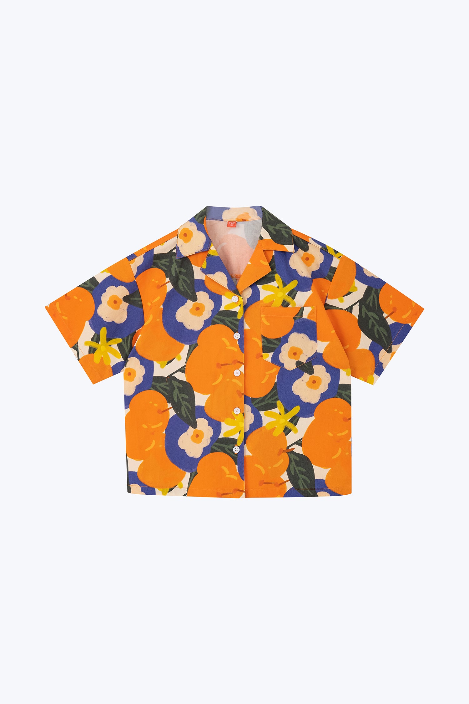 Mandarin Boys Shirt - Navy Floral