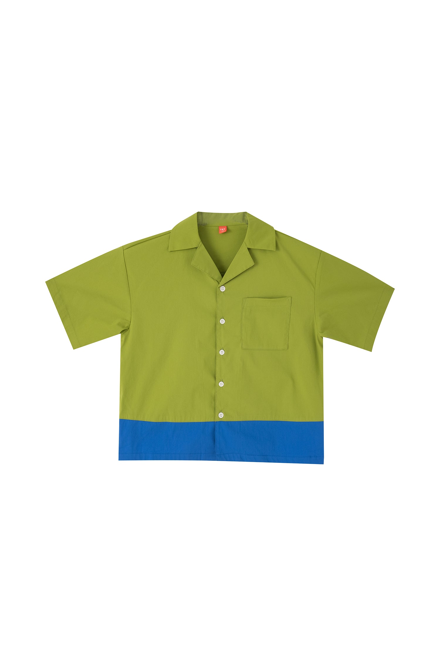 Colour Block Open Collar Shirt - Kiwi