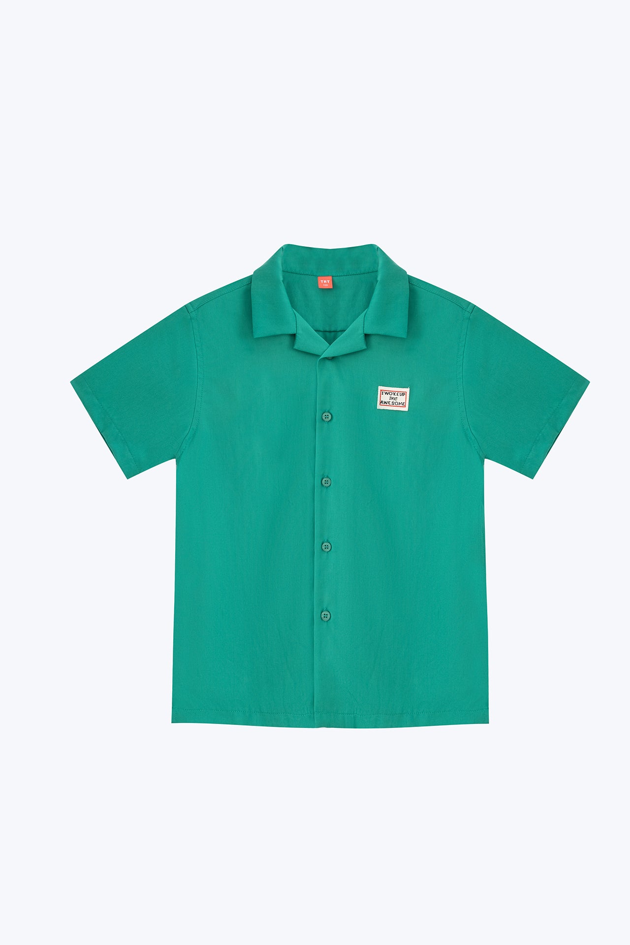 Open Collar Shirt with Badge - Emerald