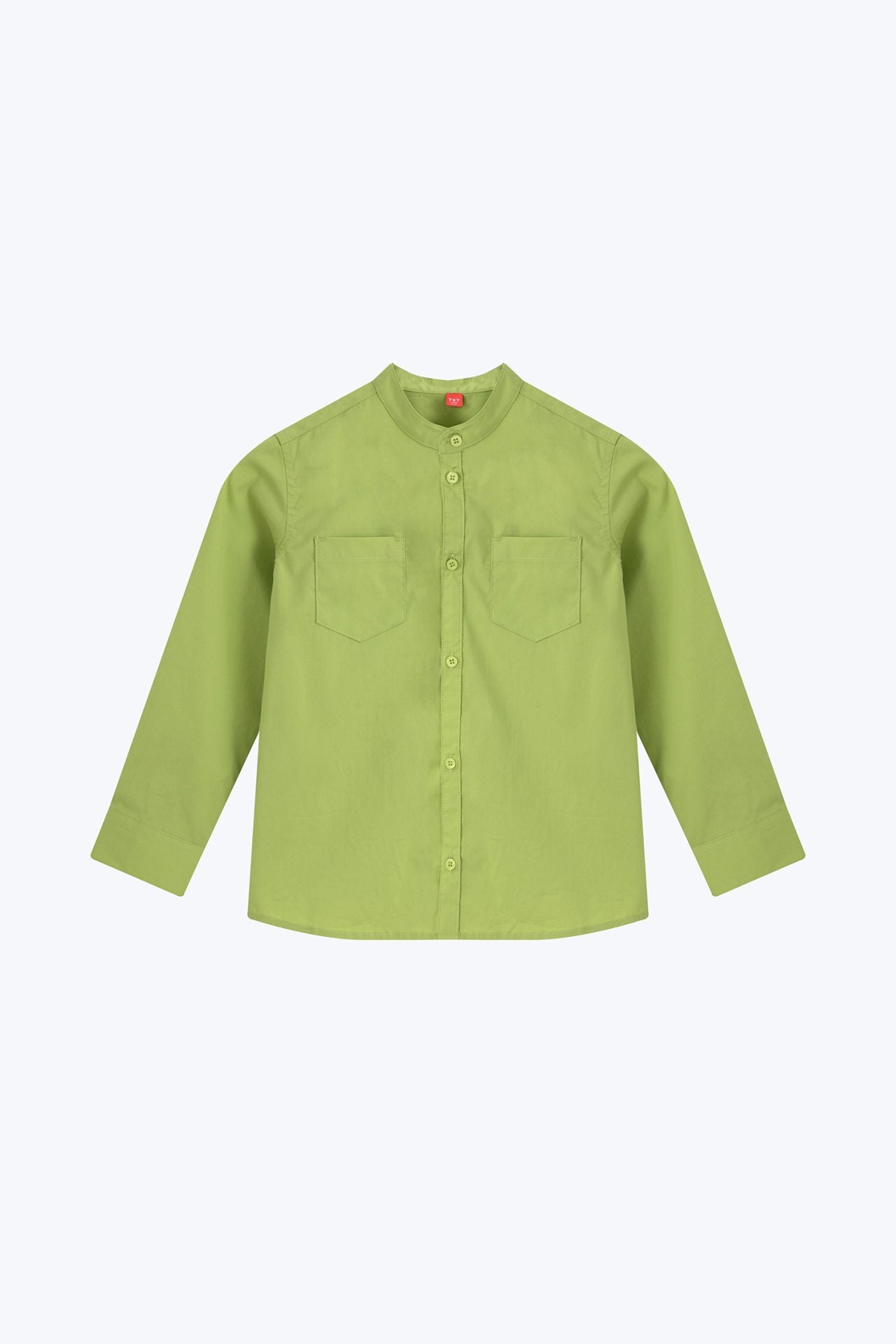 Mandarin Collar Patch Pocket Shirt