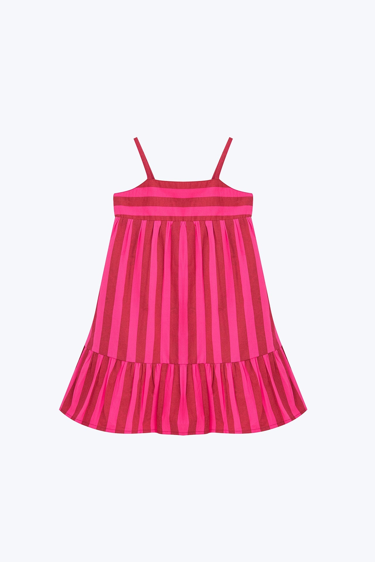 Kids Sleeveless Striped Dress - Fuschia Stripes