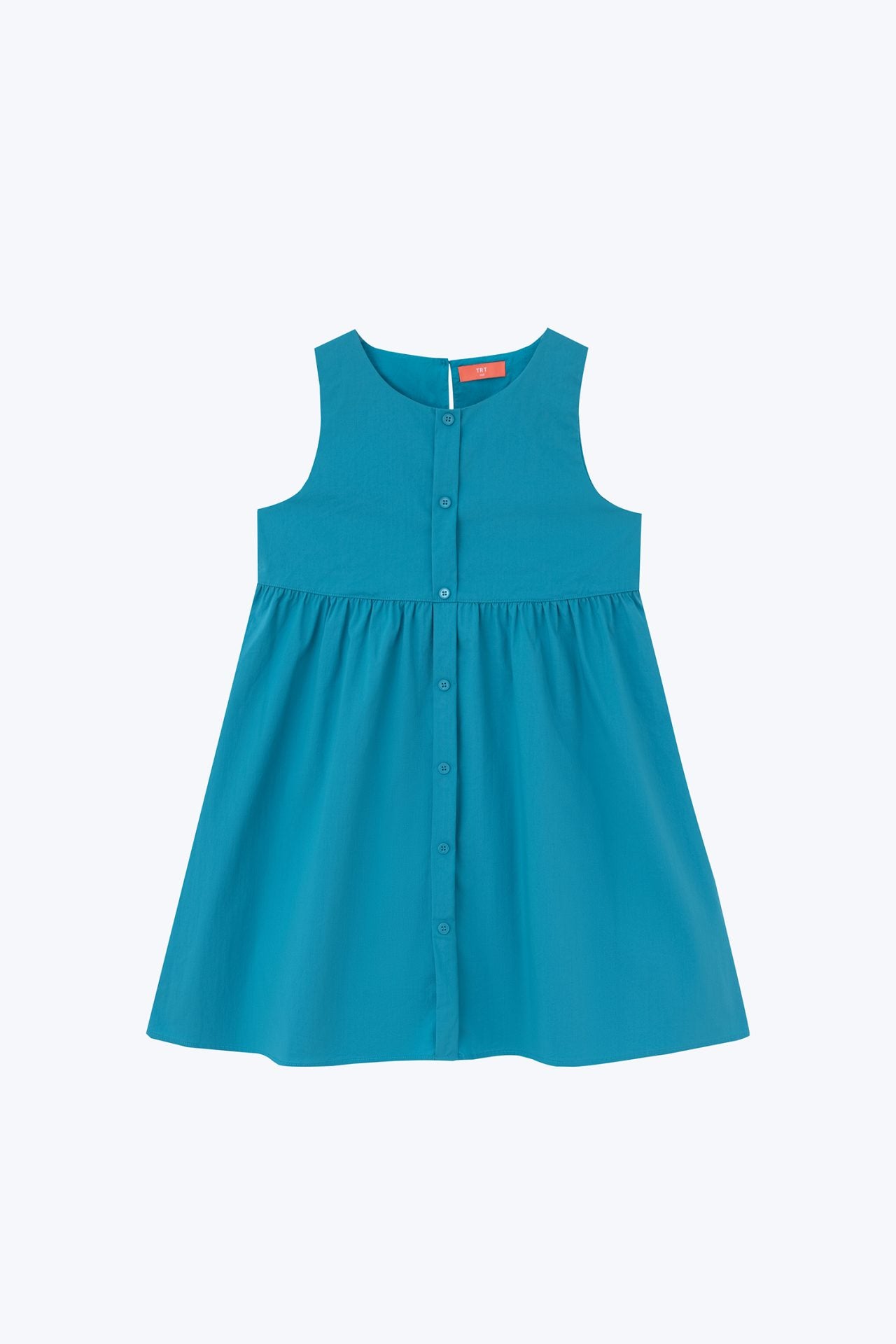 Sleeveless Gathered Dress - Teal Blue