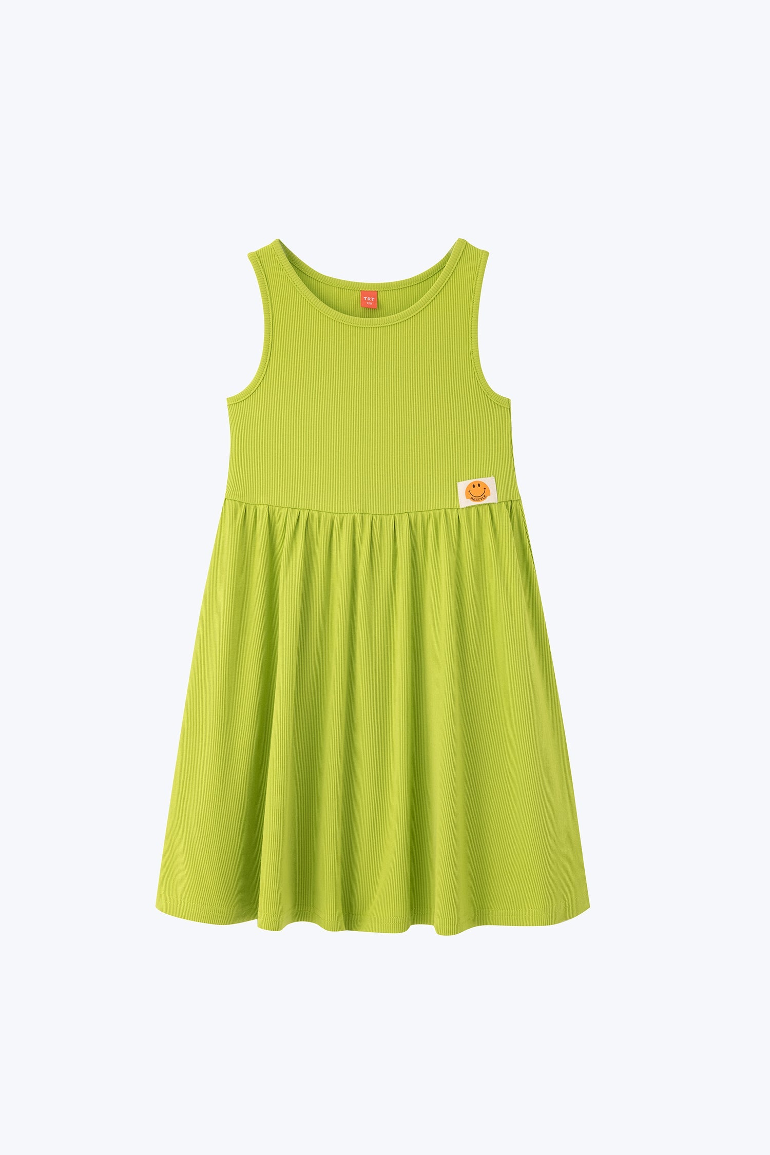 Sleeveless Ribbed Girl&#39;s Dress - Lime