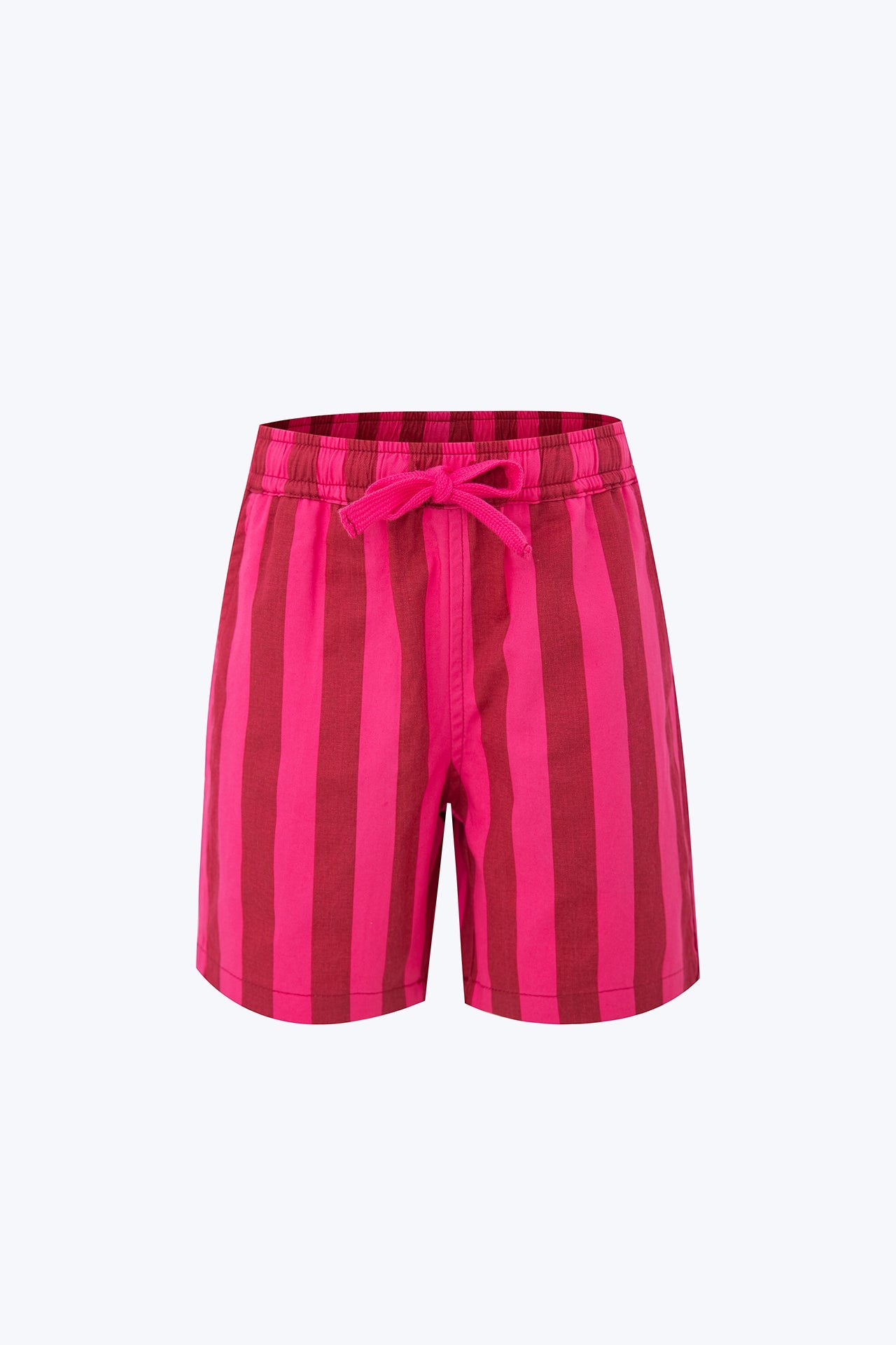 Kids Striped Drawstring Shorts - Fuschia Stripes