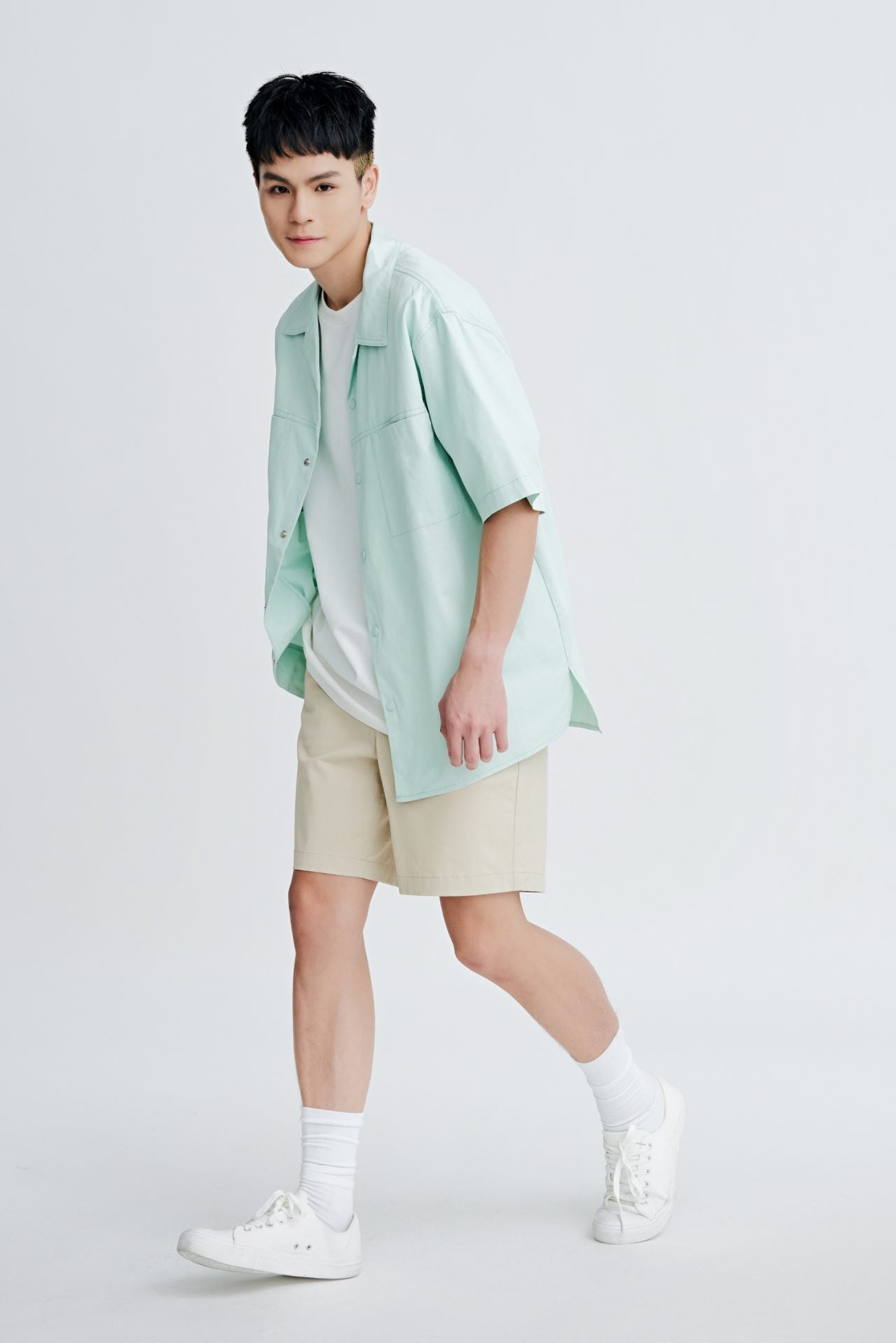 Relaxed-Fit Cuban Collar Top - Mint