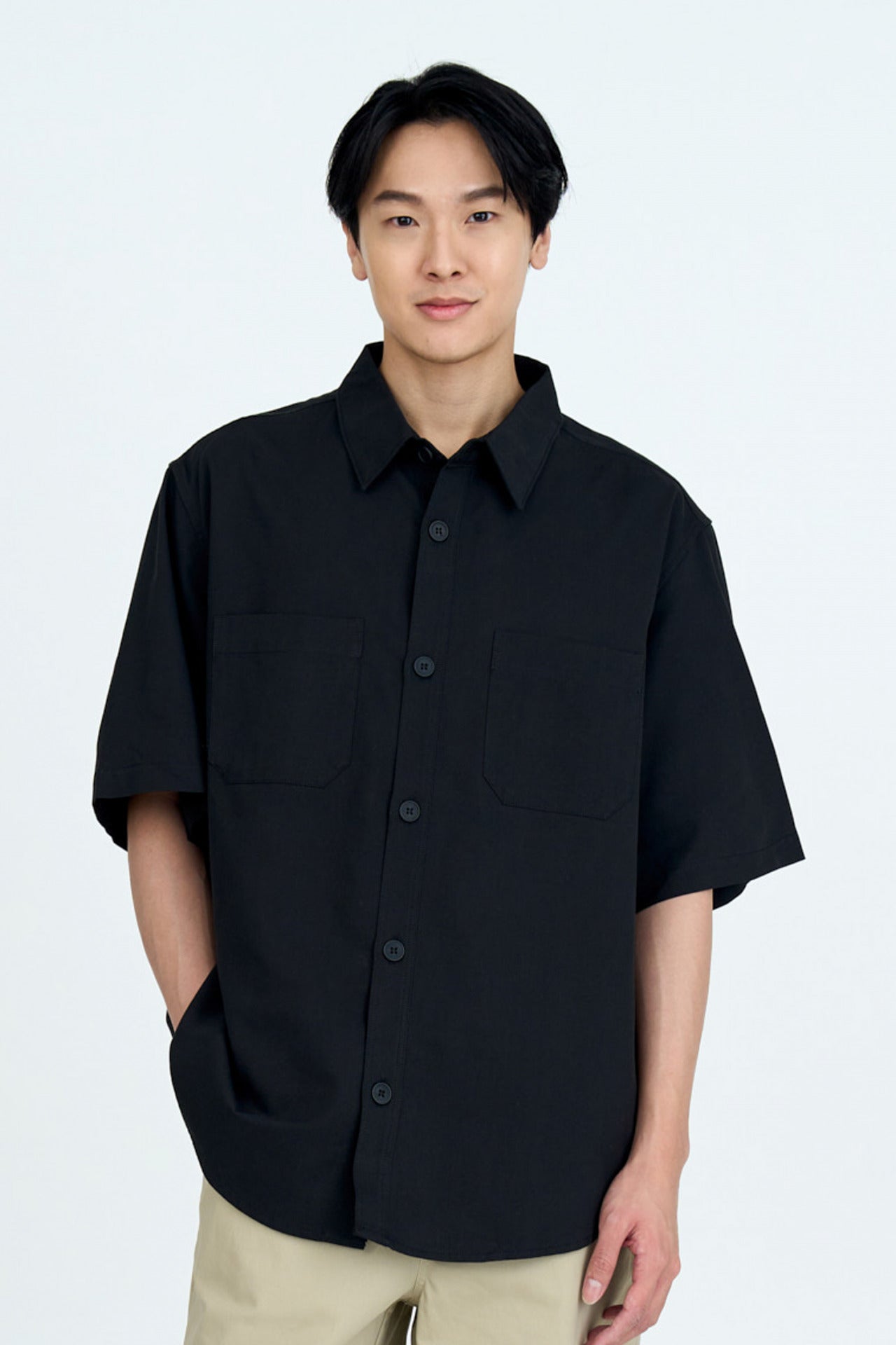 Casual Dual Pocket Shirt - Black