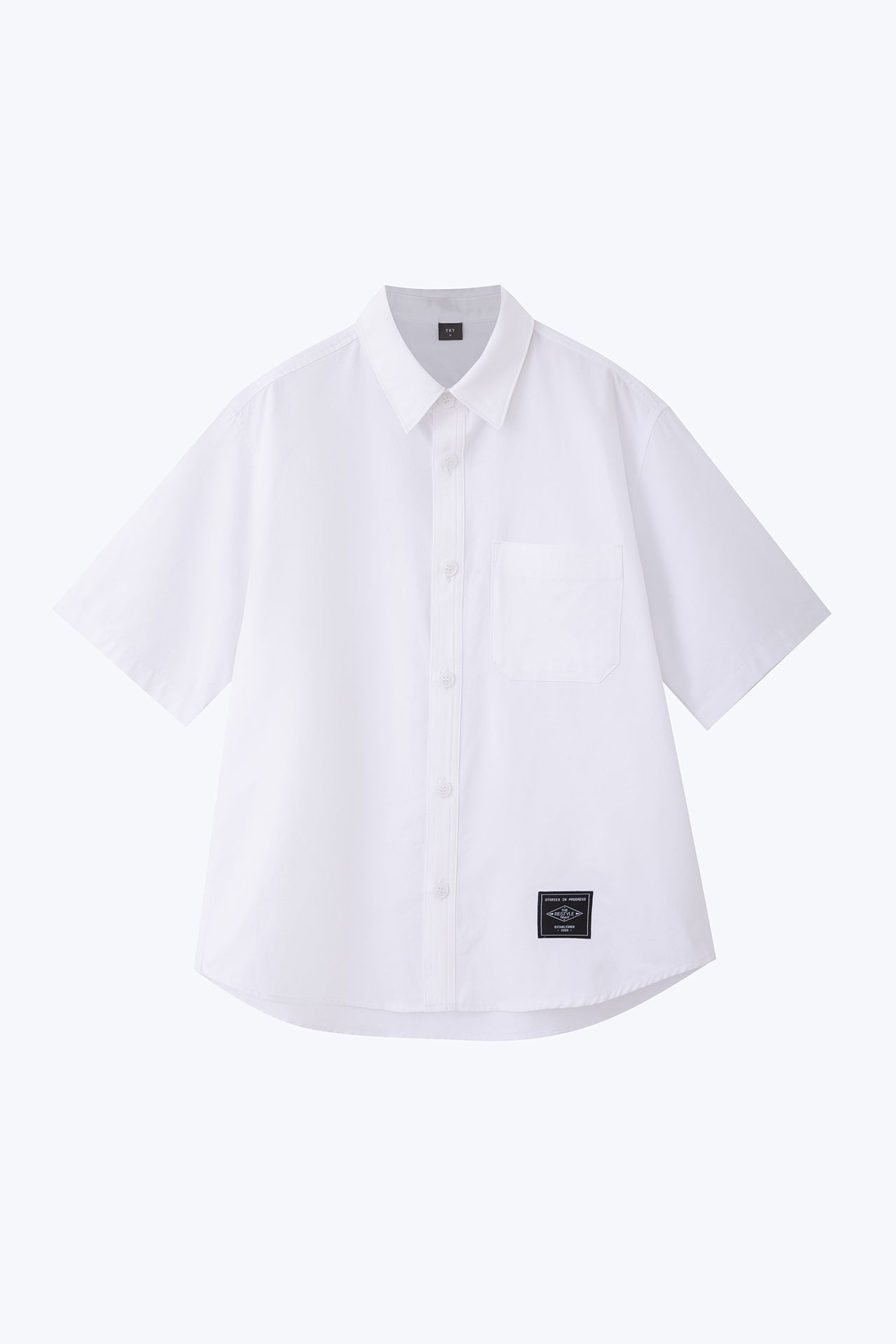 Oversized Shirt With Label At Hem - White