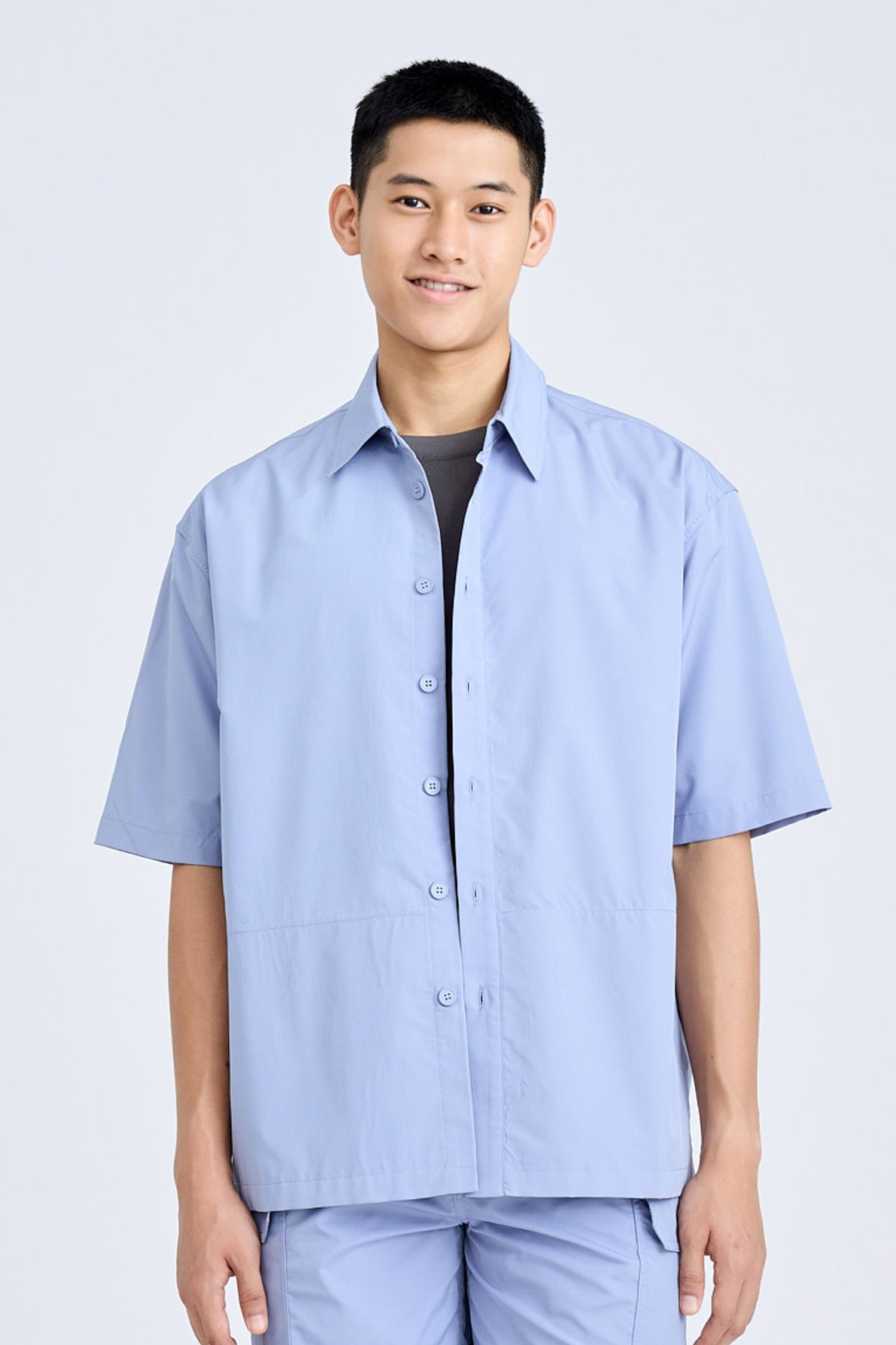 Casual Point Collar Shirt - Deep Periwinkle