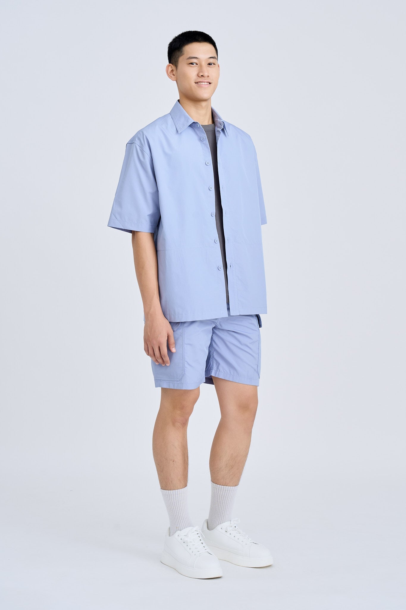 Casual Point Collar Shirt - Deep Periwinkle