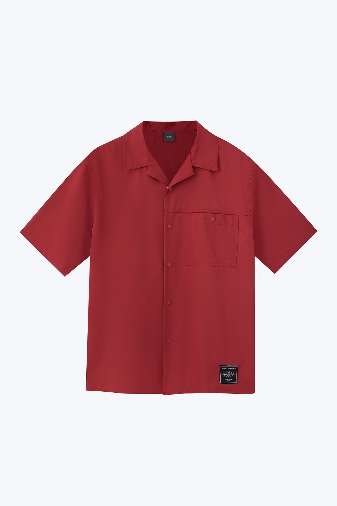 Single Pocket Snap Button Shirt - Maroon