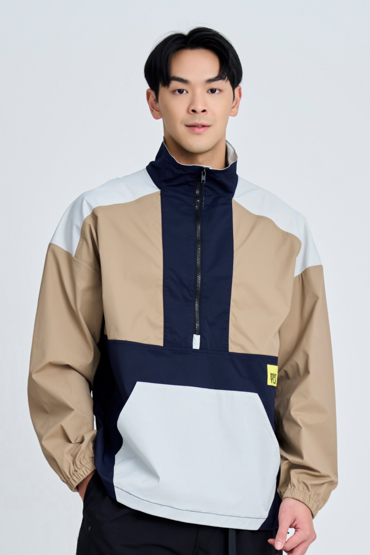 Casual Colour Block Half-Zip Technical Pullover