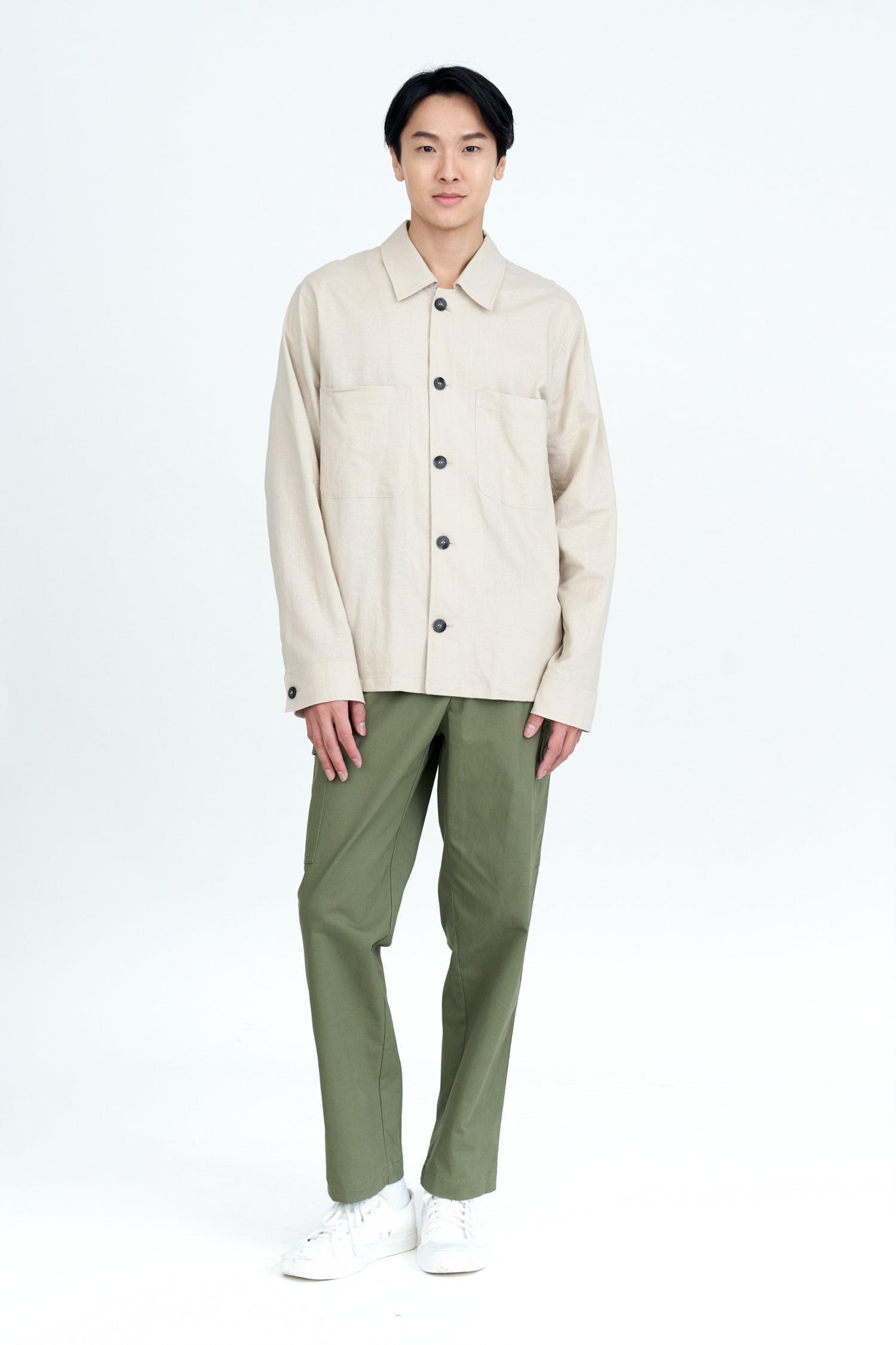 Double Pocket Cotton Linen Shirt - Sand