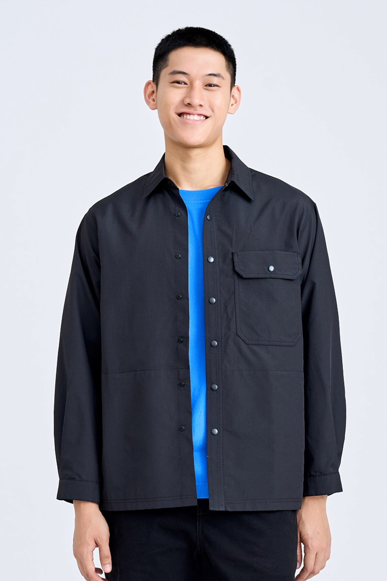 Utility Pocket Overshirt - Black