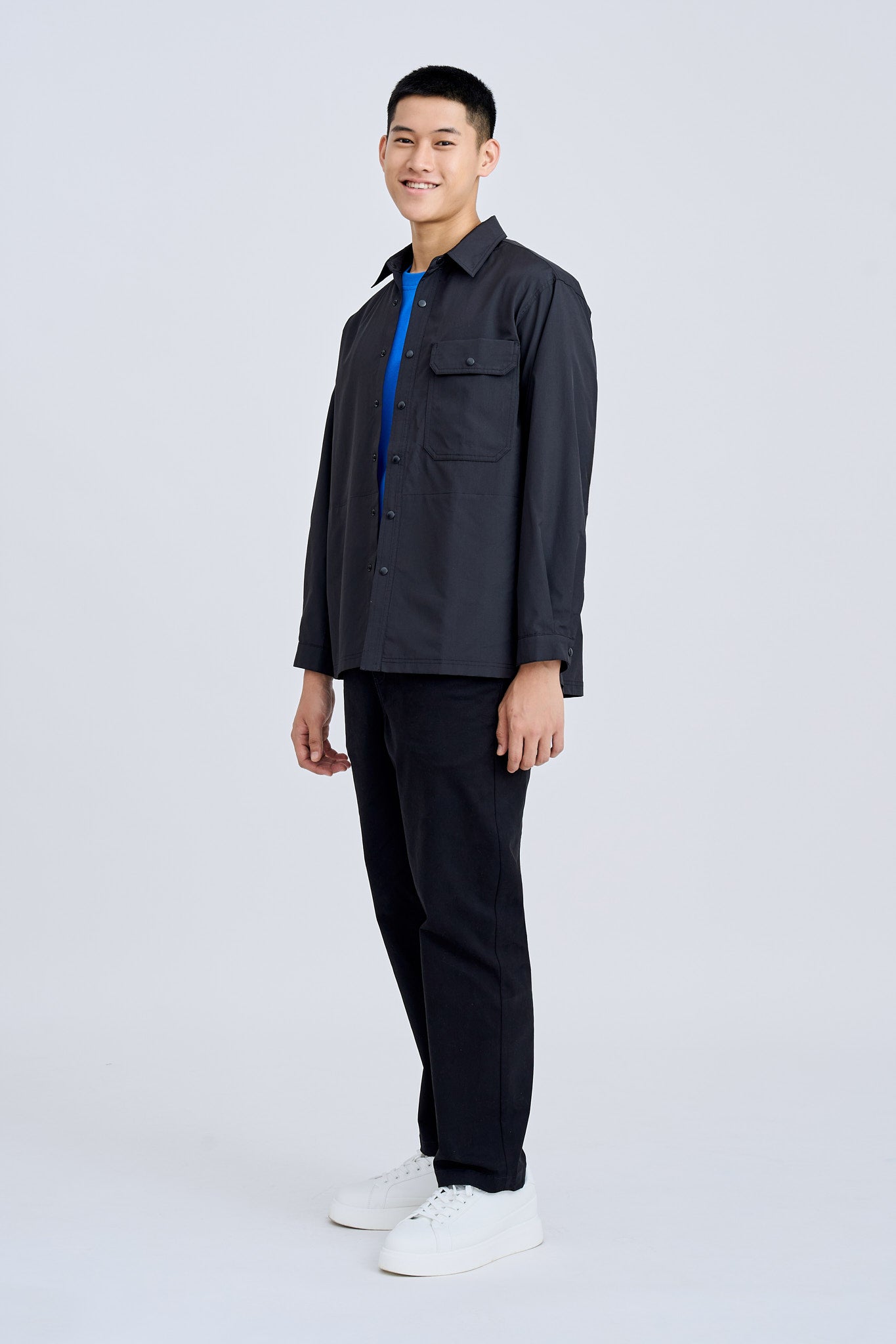 Utility Pocket Overshirt - Black