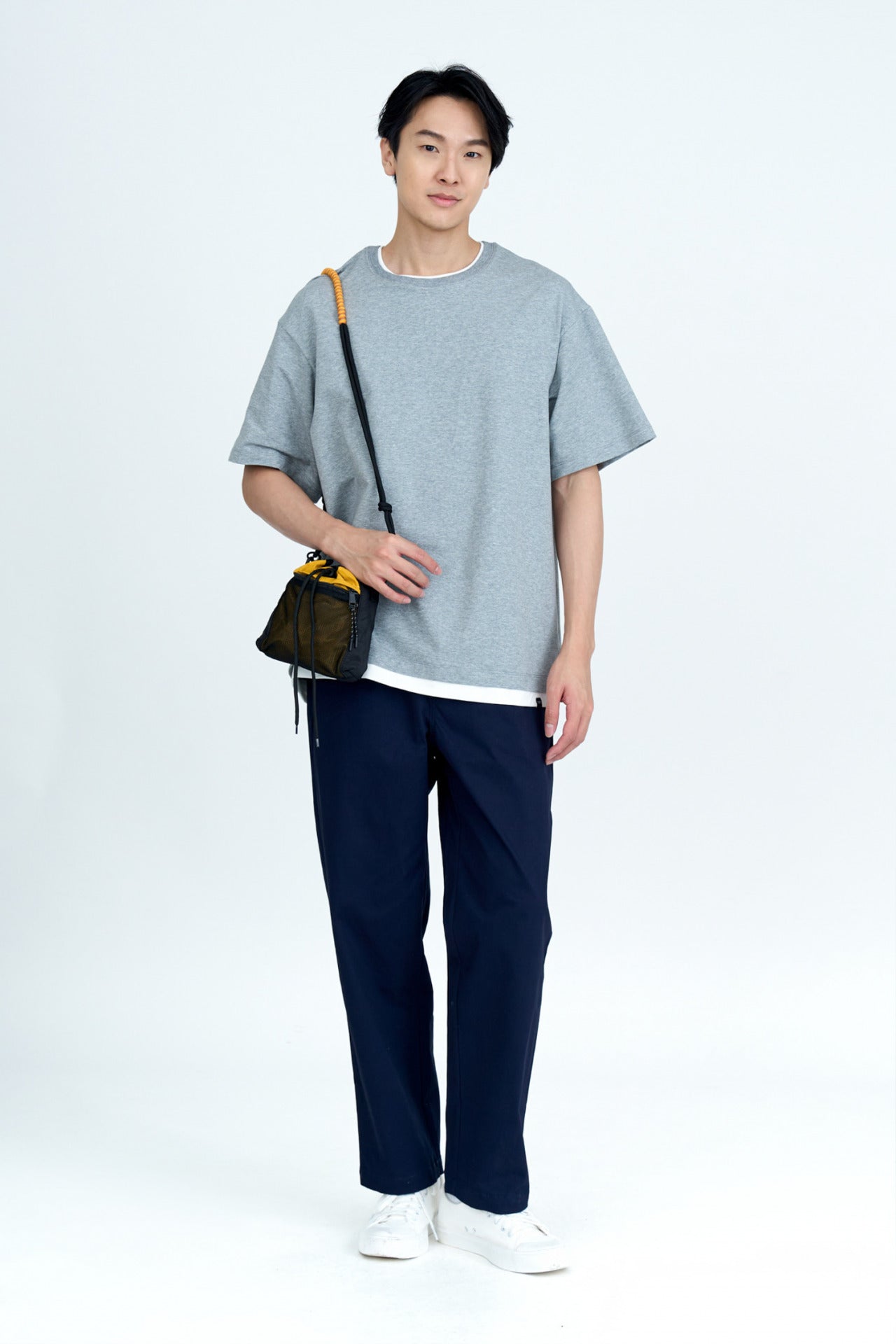 Drawstring Straight Cut Pants - Navy