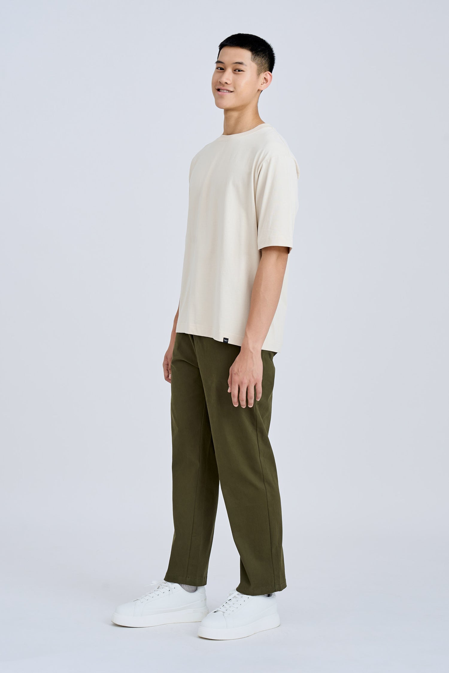 Drawstring Straight Cut Pants - Army Green