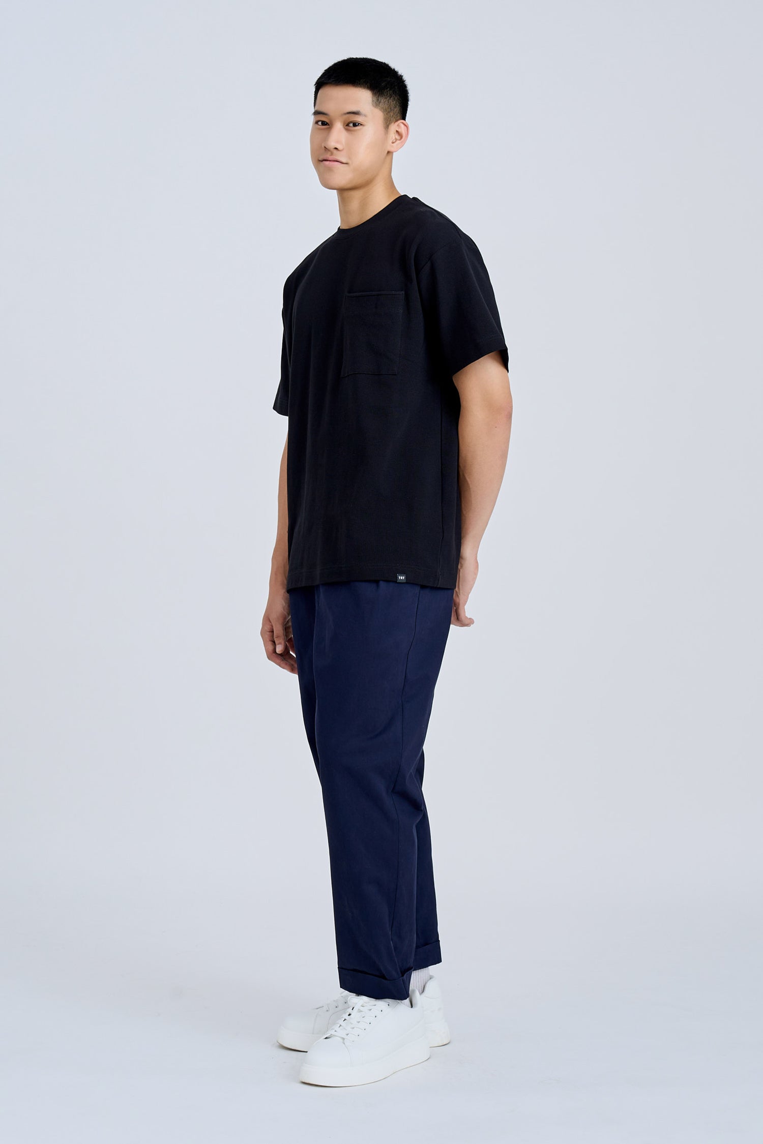 Pleated Wide Pants - Navy