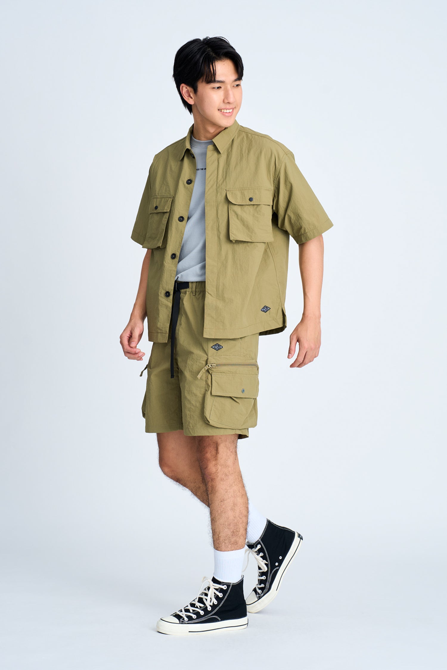 Elasticated Nylon Cargo Bermudas