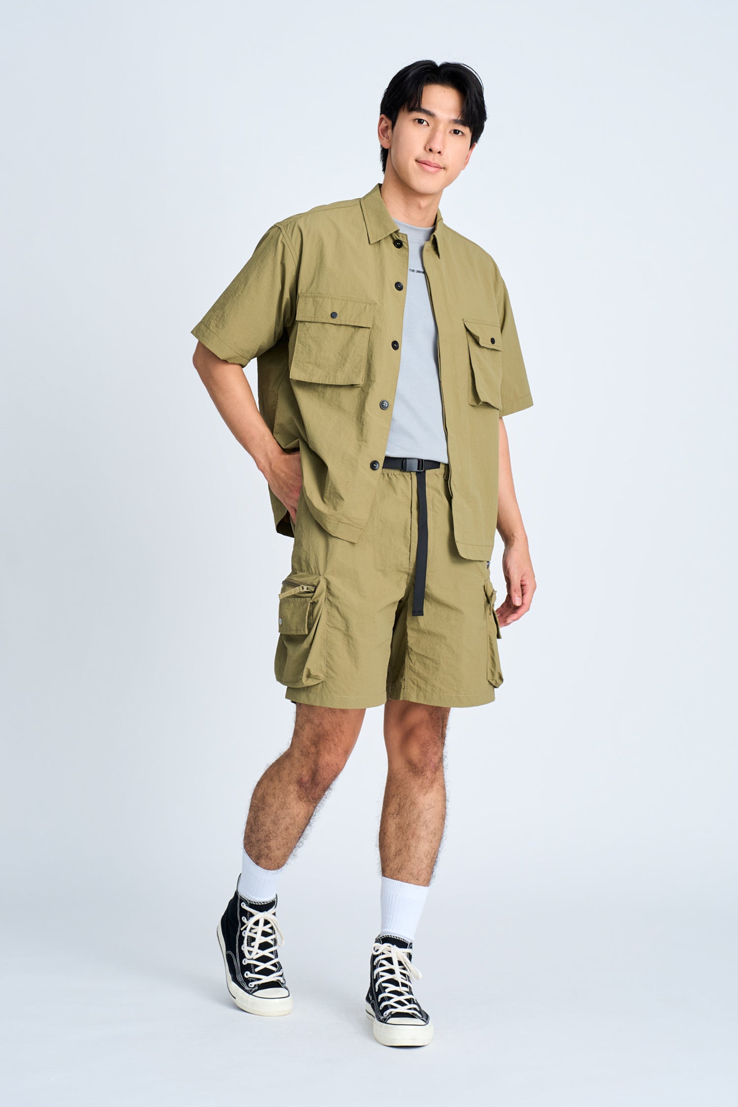 Elasticated Nylon Cargo Bermudas