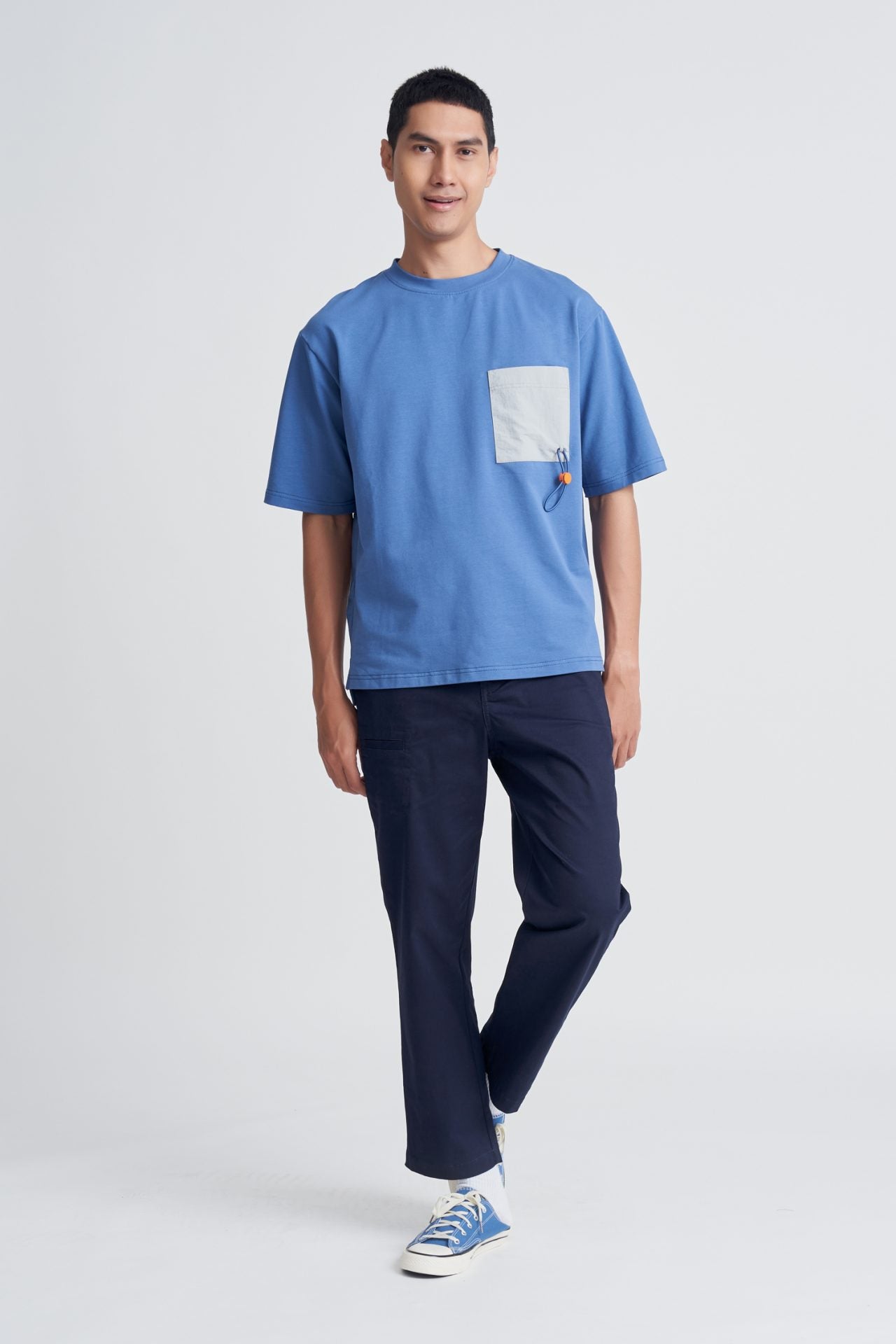 (B) Polycotton Jersey Drawcord Pocket Tee