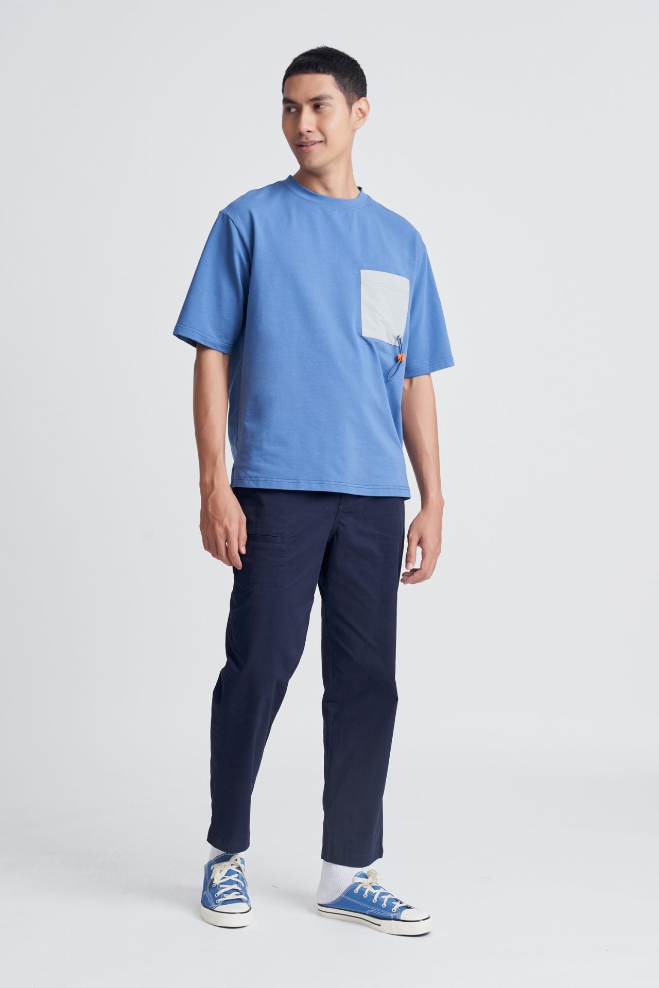 (B) Polycotton Jersey Drawcord Pocket Tee