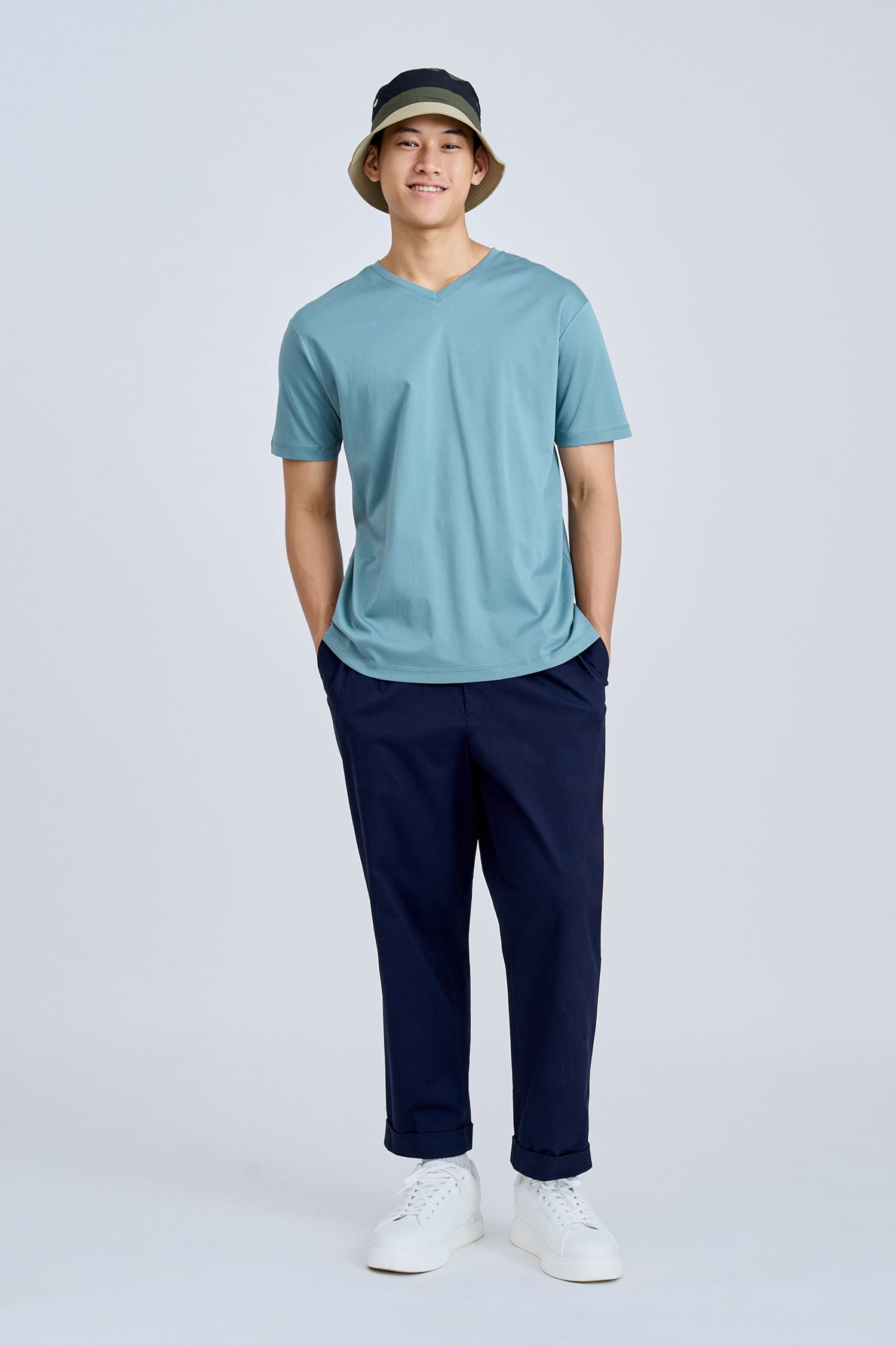 (A) Classic Regular-Fit V Neck Tee - Mediterranean