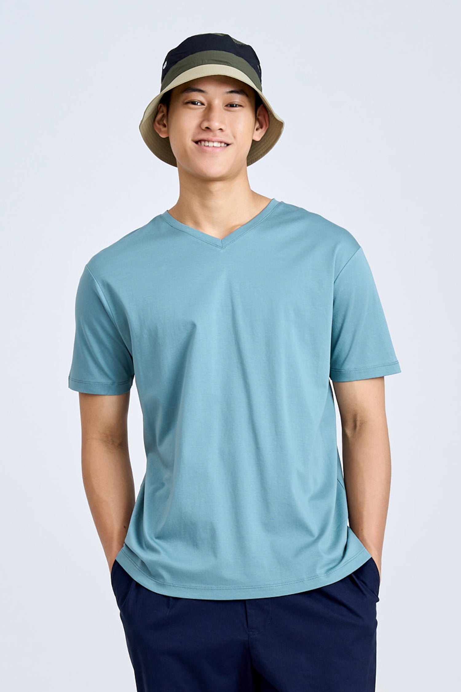 (A) Classic Regular-Fit V Neck Tee - Mediterranean