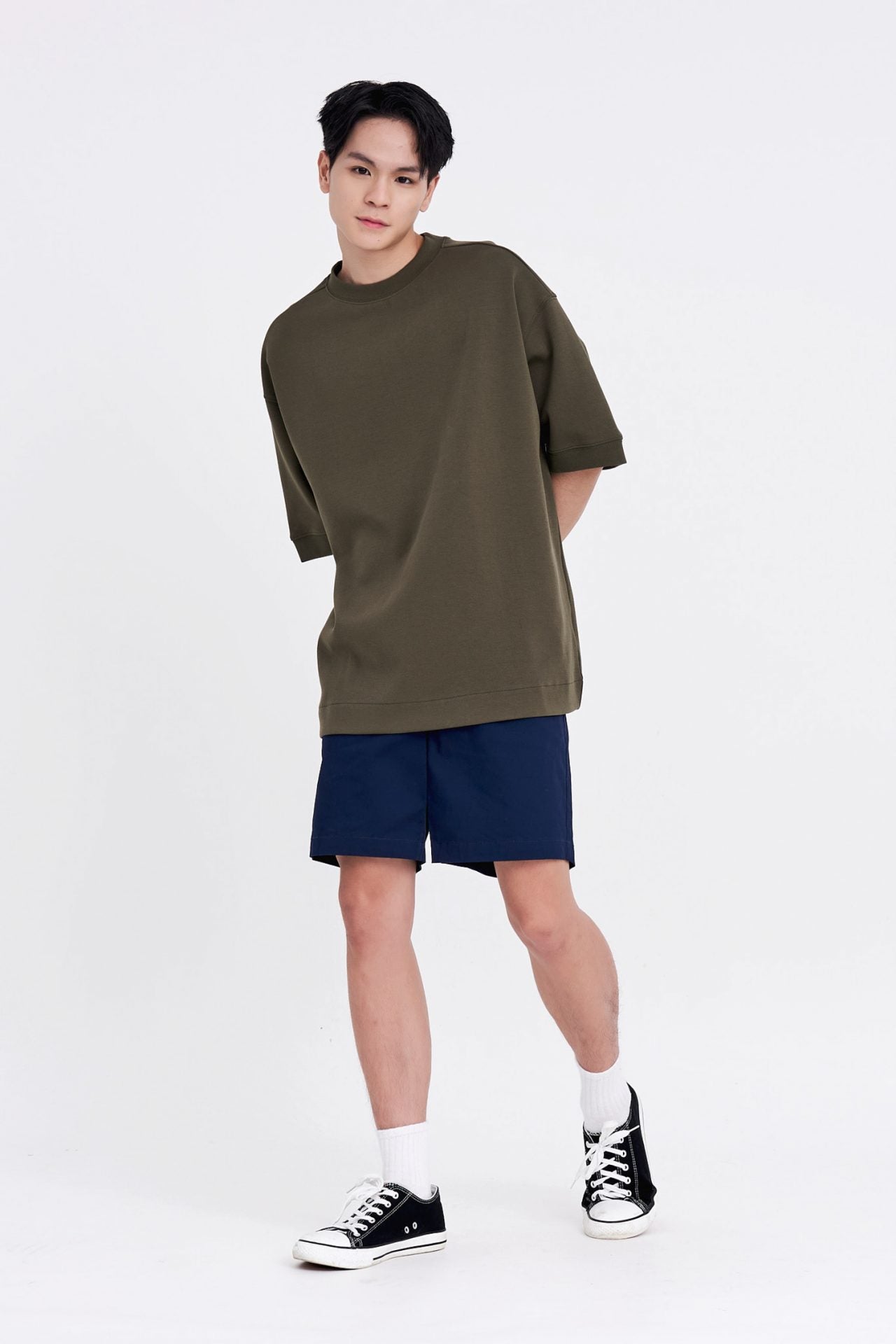 (C) Oversized Fit Heavyweight Tee - Army Green