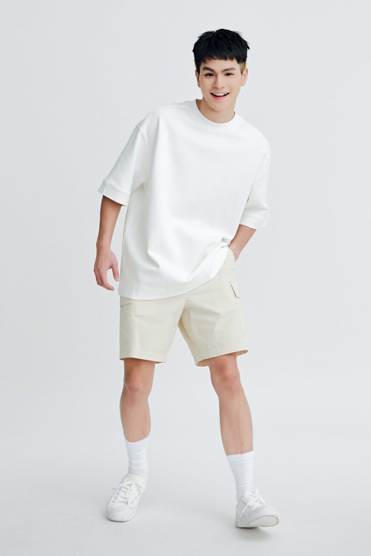 (C) Oversized Fit Heavyweight Tee - Cream