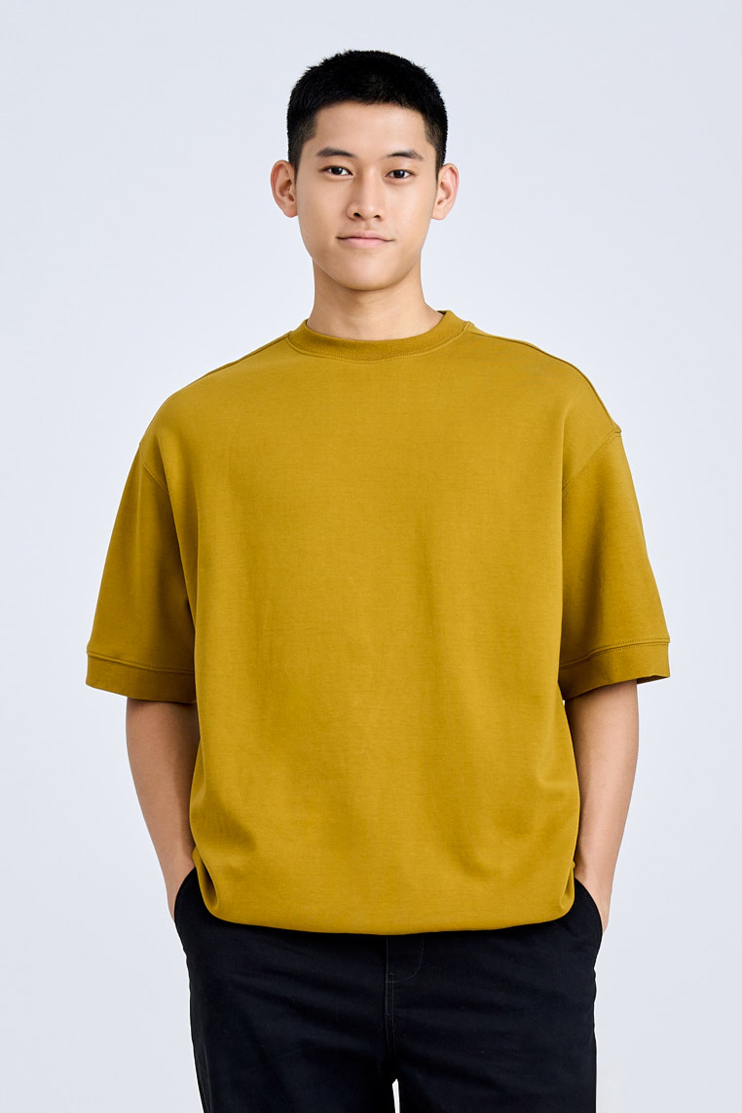 (C) Oversized Fit Heavyweight Tee - Khaki