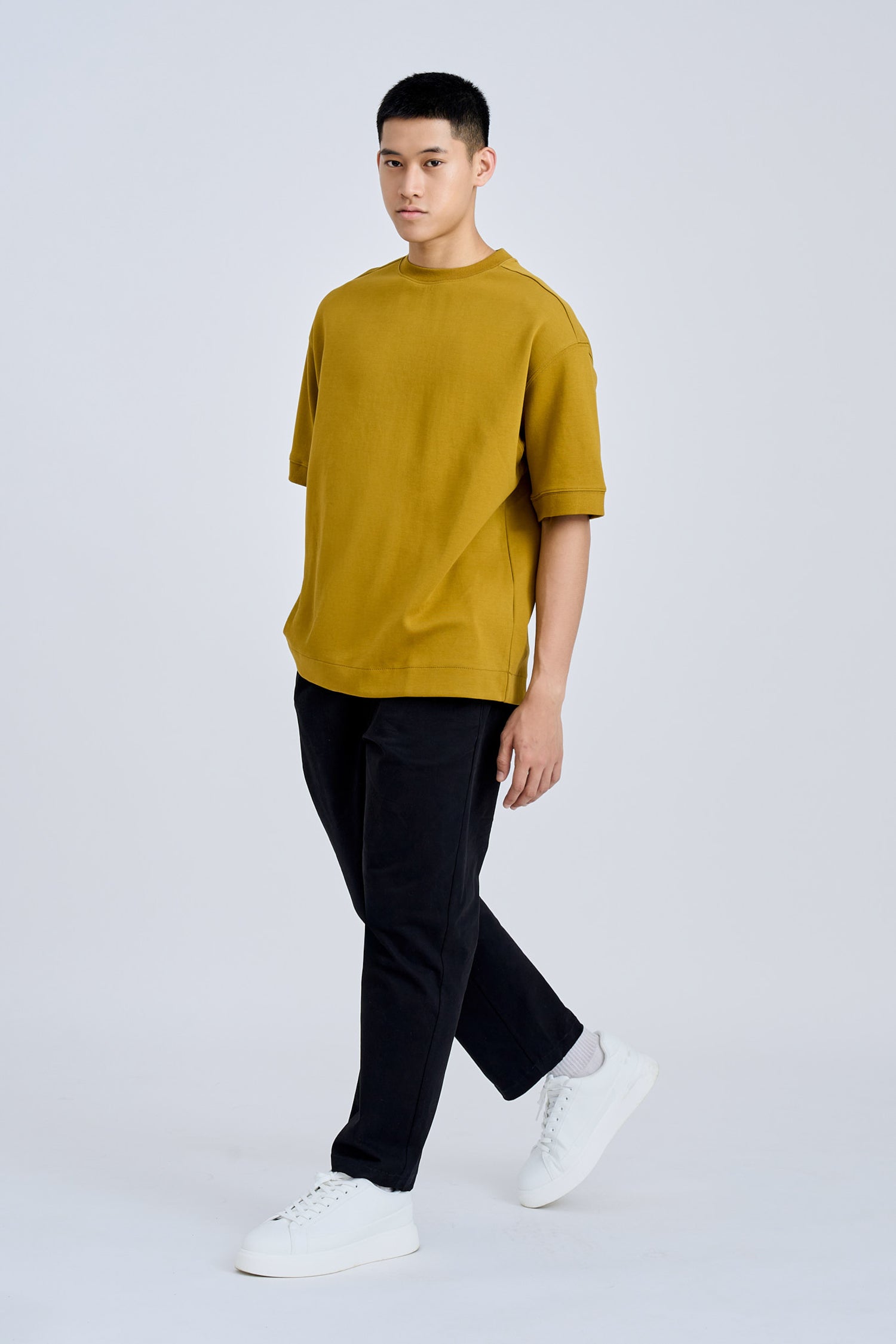 (C) Oversized Fit Heavyweight Tee - Khaki