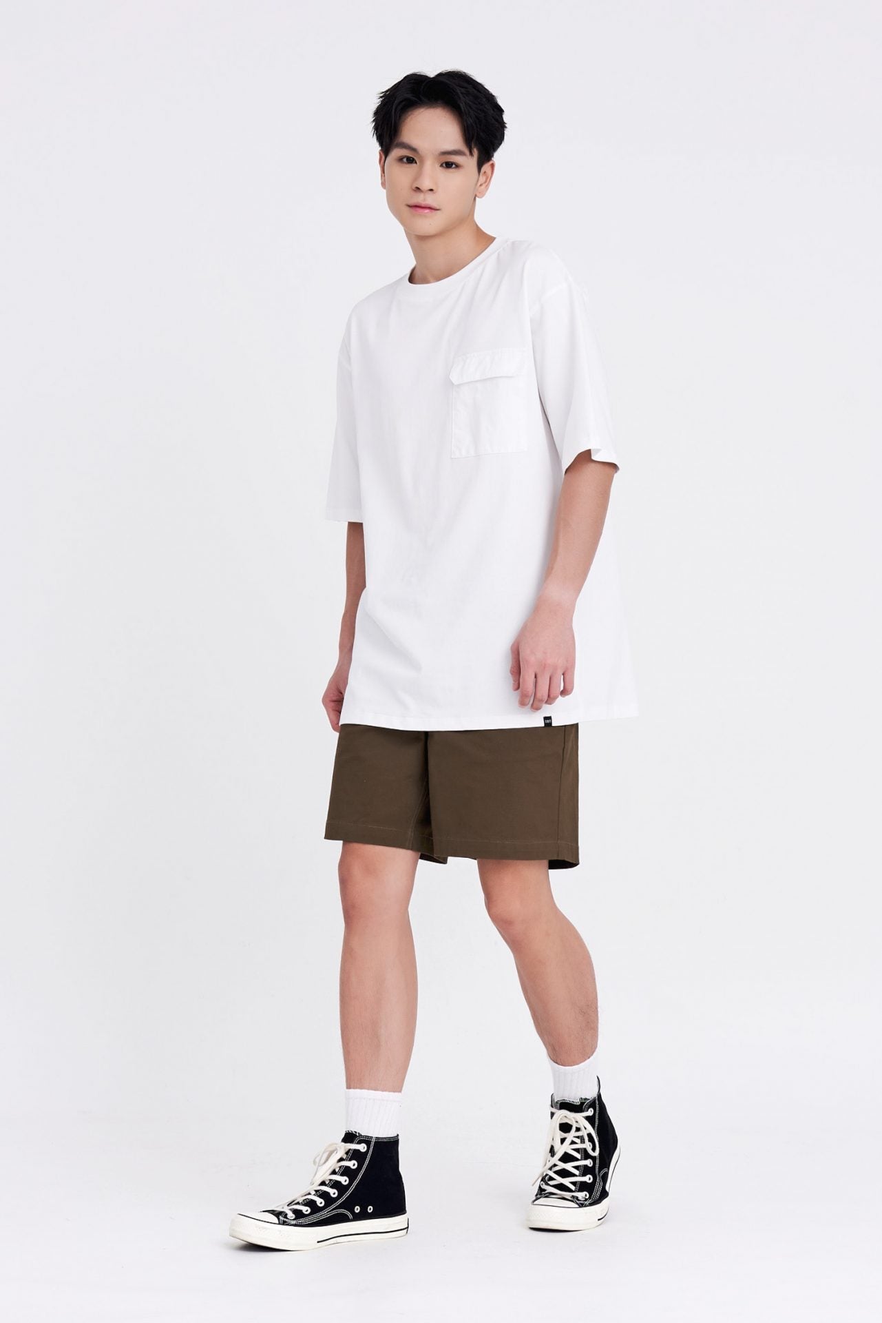 Flapped Patch Pocket Tee - Cream