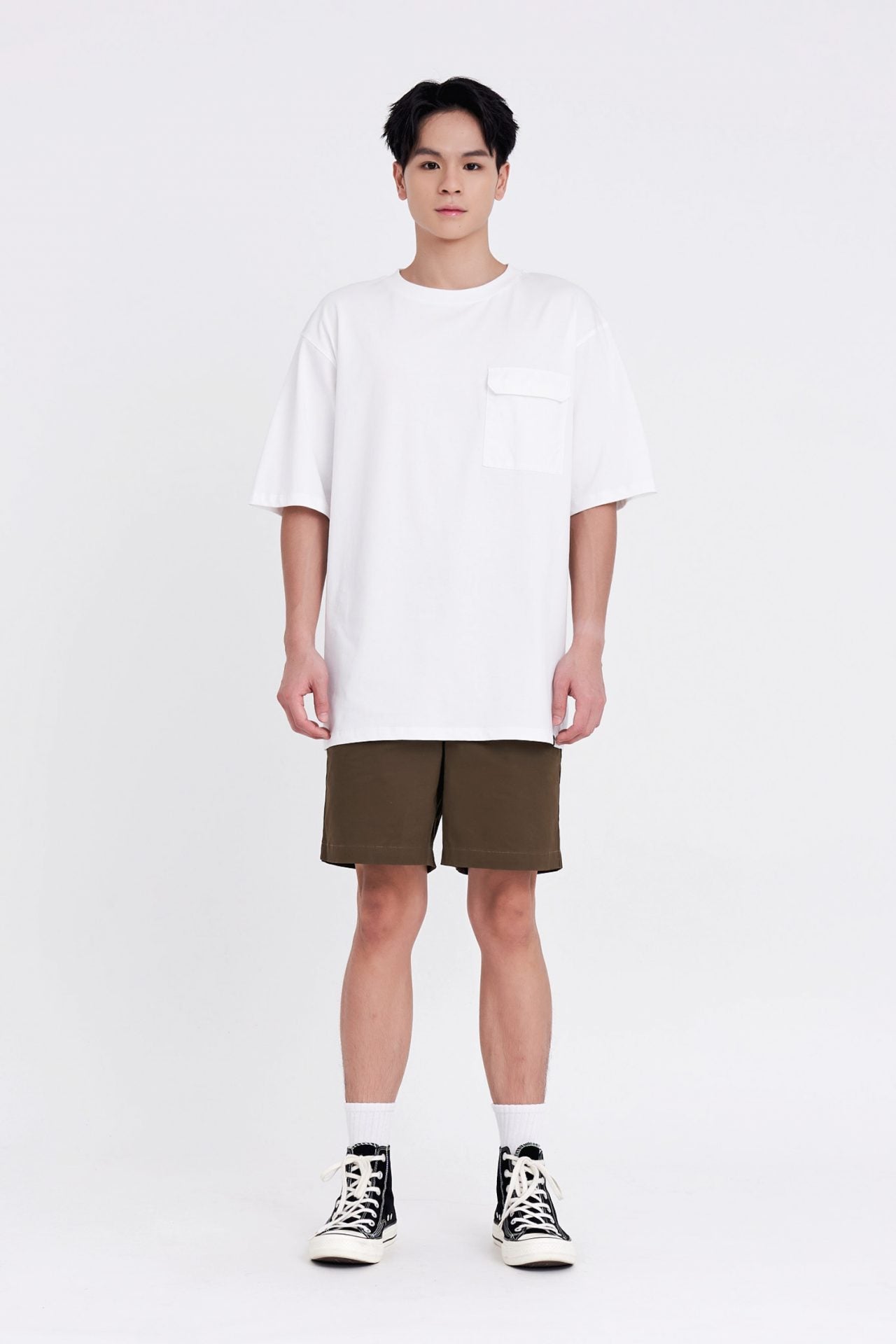 Flapped Patch Pocket Tee - Cream