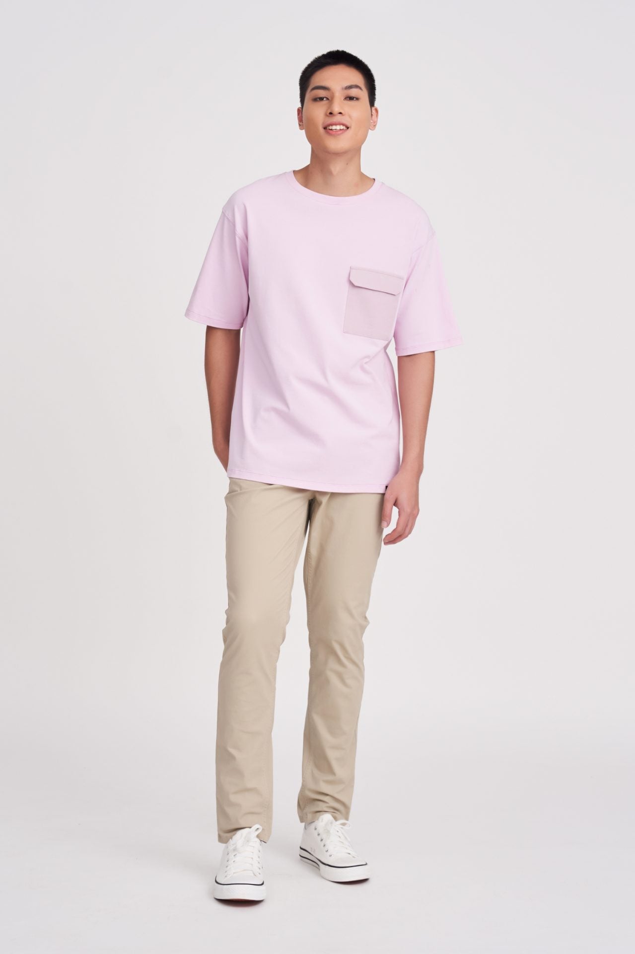 Flapped Patch Pocket Tee - Mauve