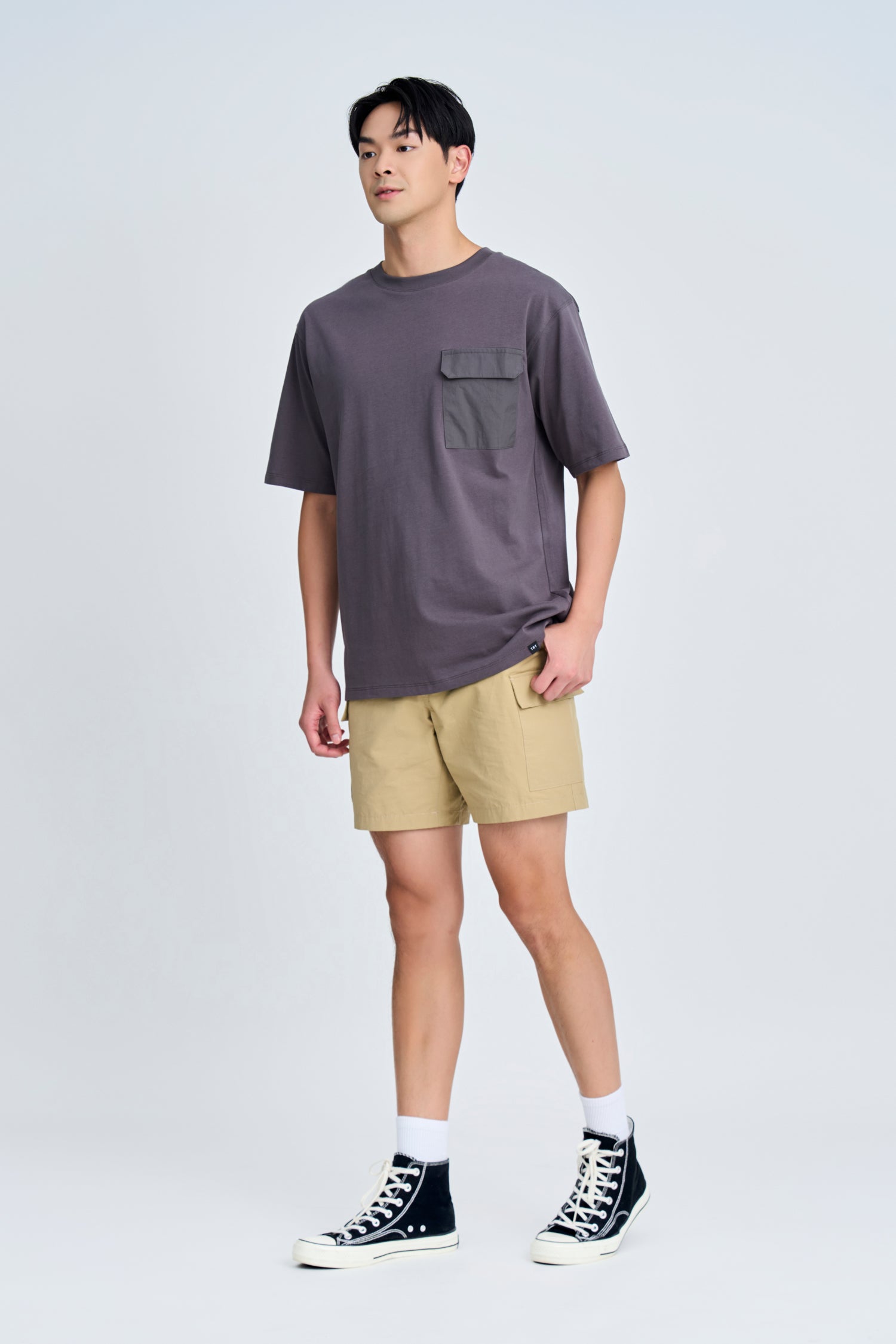 Flapped Patch Pocket Tee - Charcoal