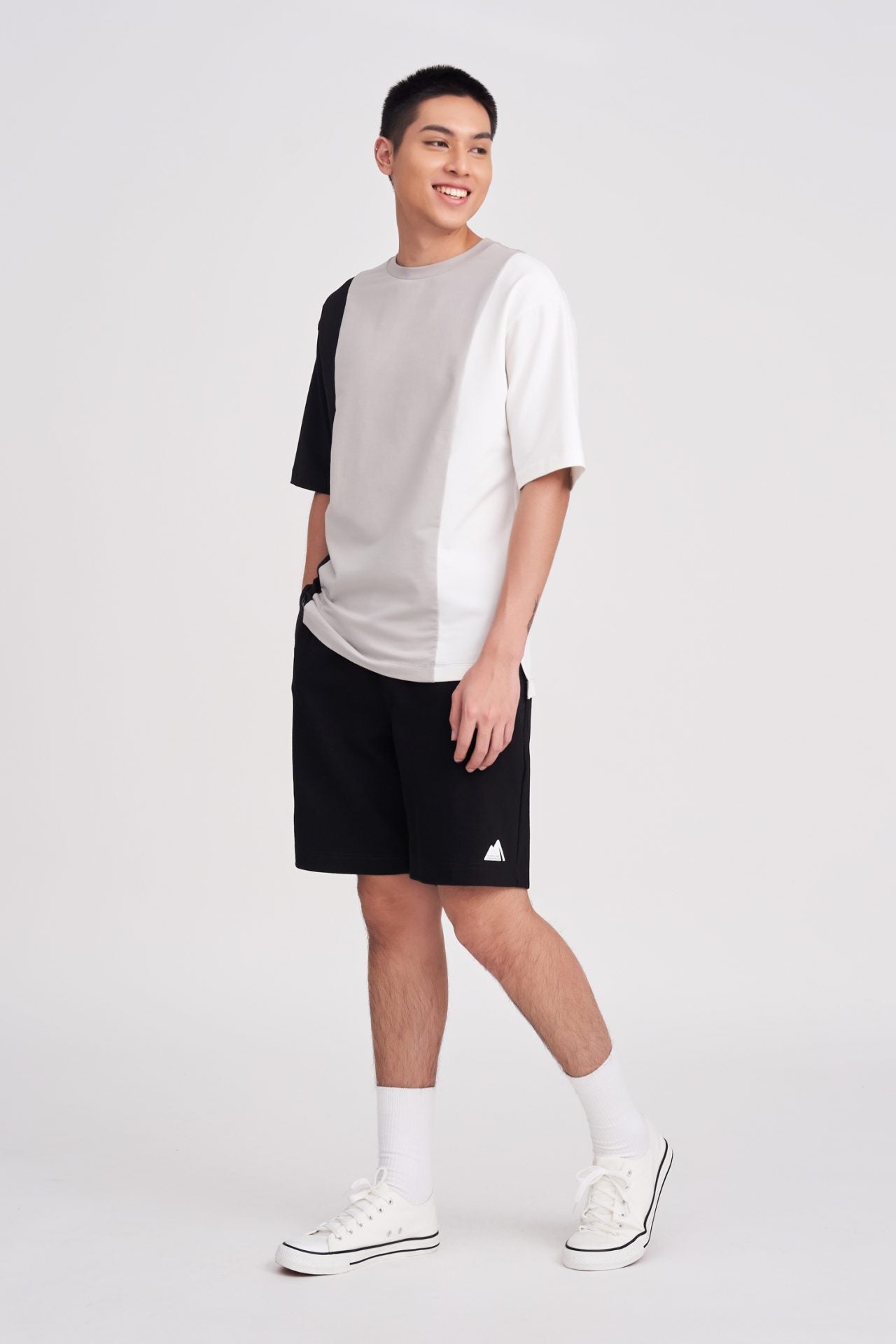 Polycotton Jersey Colour Block Tee - Cream