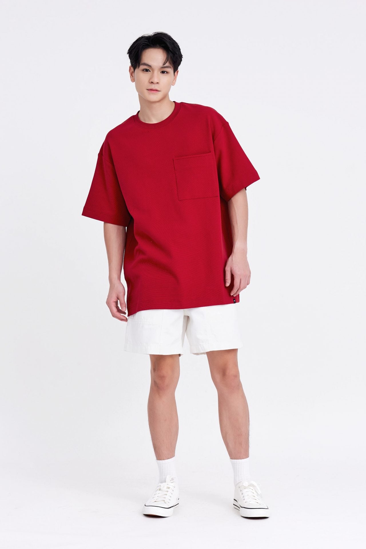 (C) Oversized Waffle Jersey Tee - Carmine