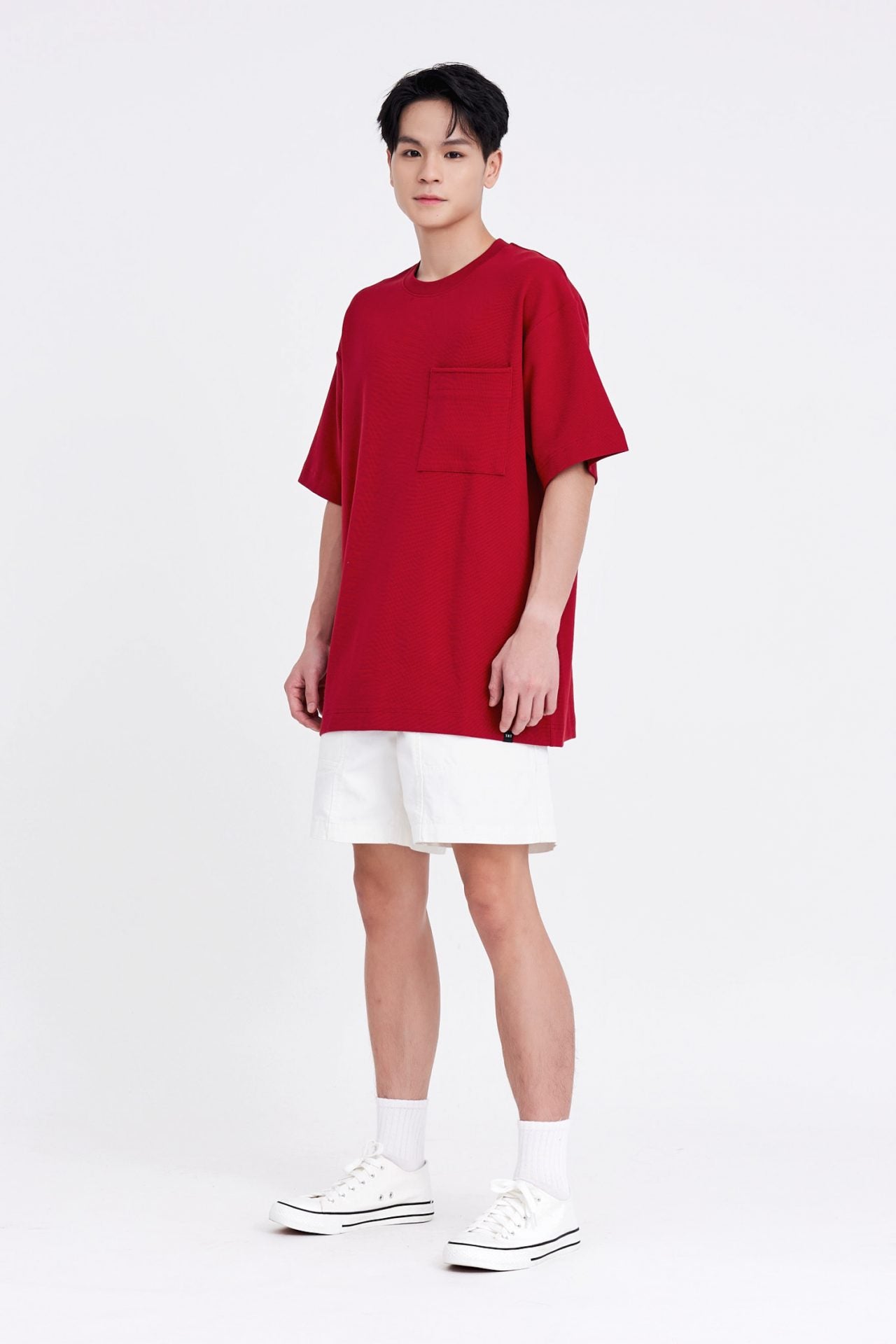 (C) Oversized Waffle Jersey Tee - Carmine